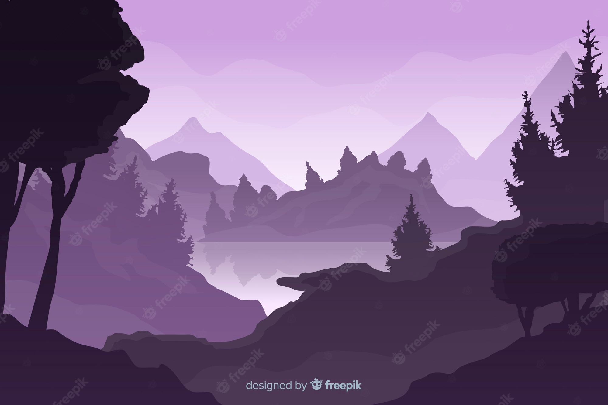 Forest Purple Gradient Wallpapers