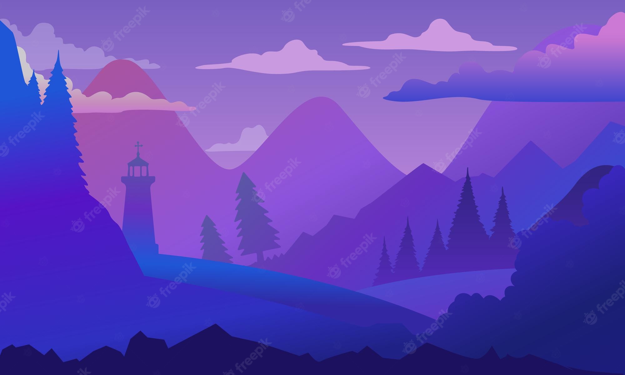 Forest Purple Gradient Wallpapers