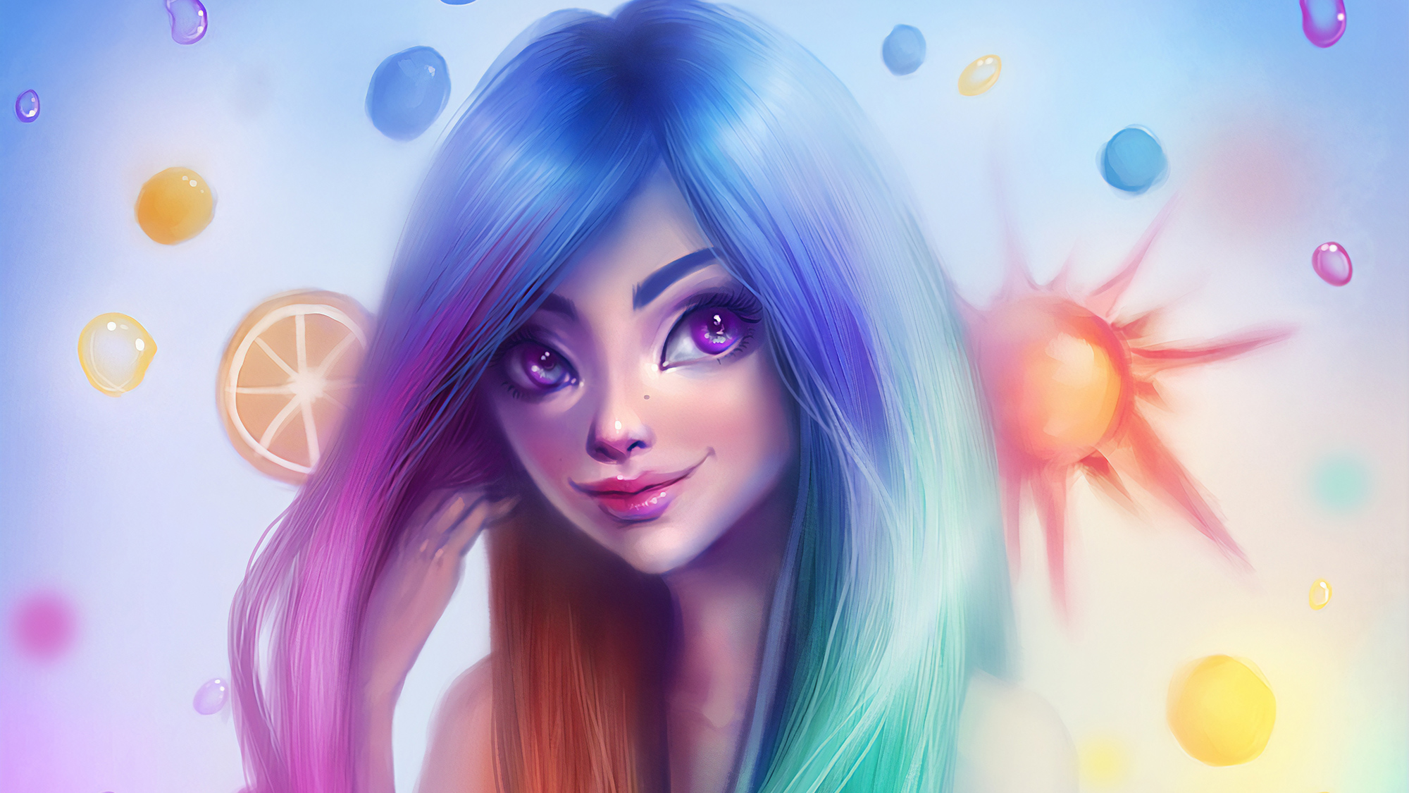 Rainbow Colorful Girl Hairs Wallpapers