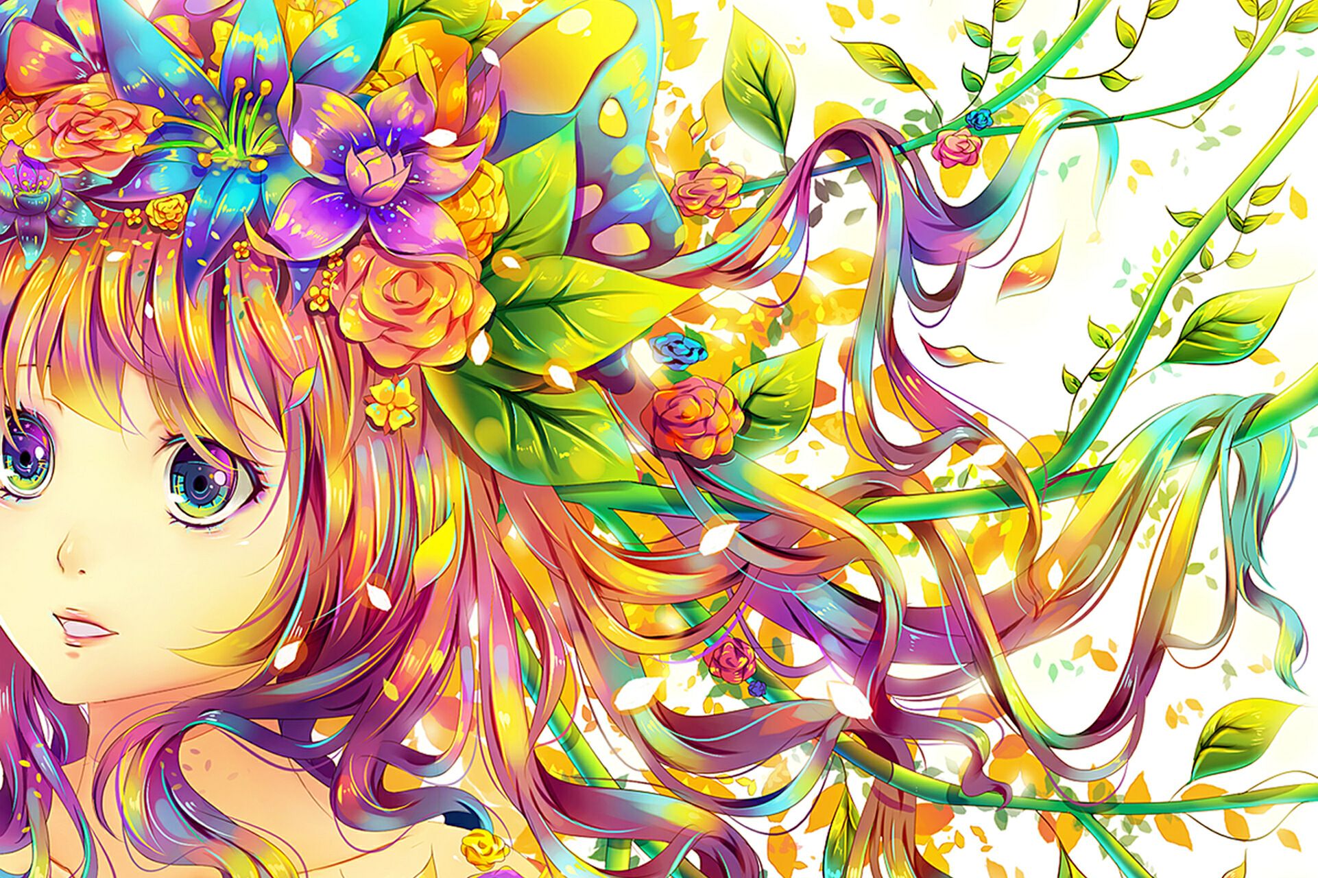 Rainbow Colorful Girl Hairs Wallpapers