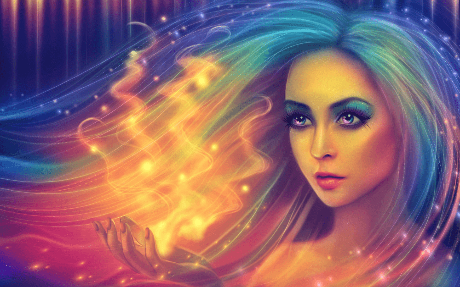 Rainbow Colorful Girl Hairs Wallpapers