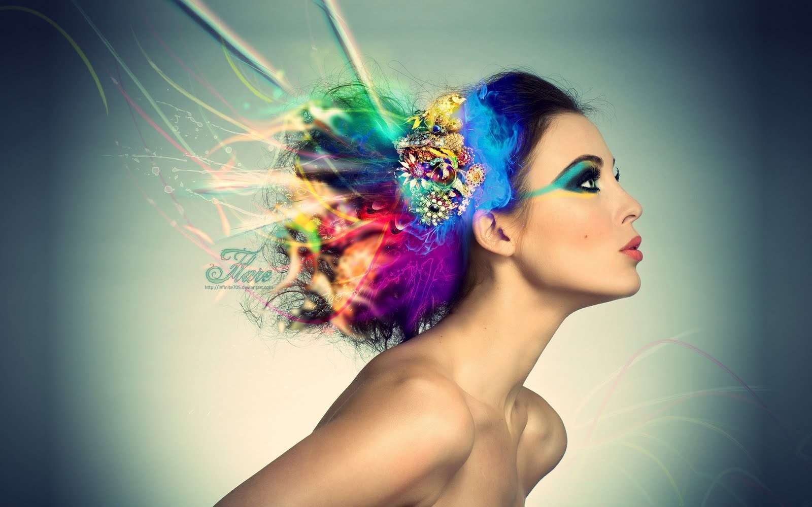 Rainbow Colorful Girl Hairs Wallpapers