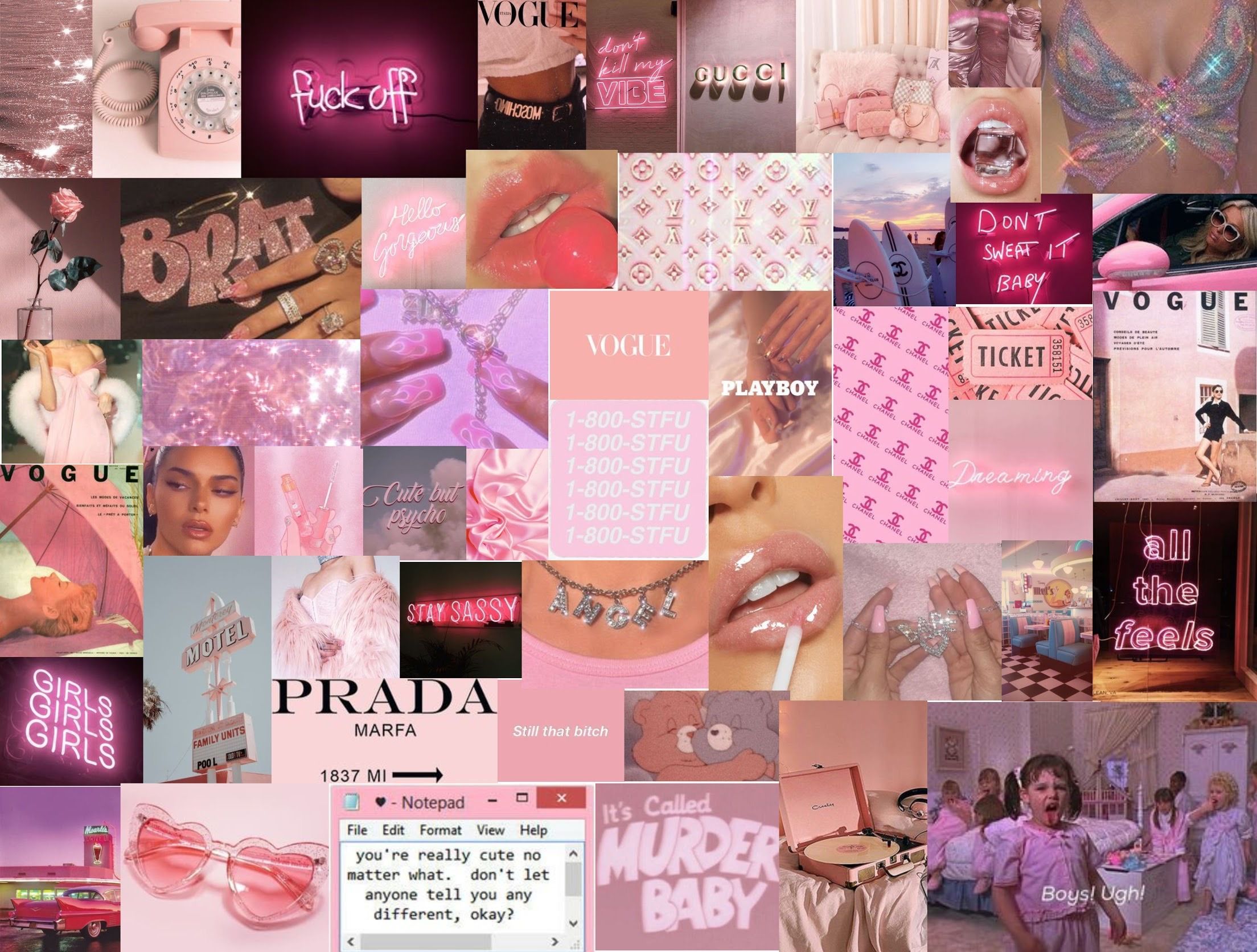 Aesthetic Pink Collage Pc Wallpapers