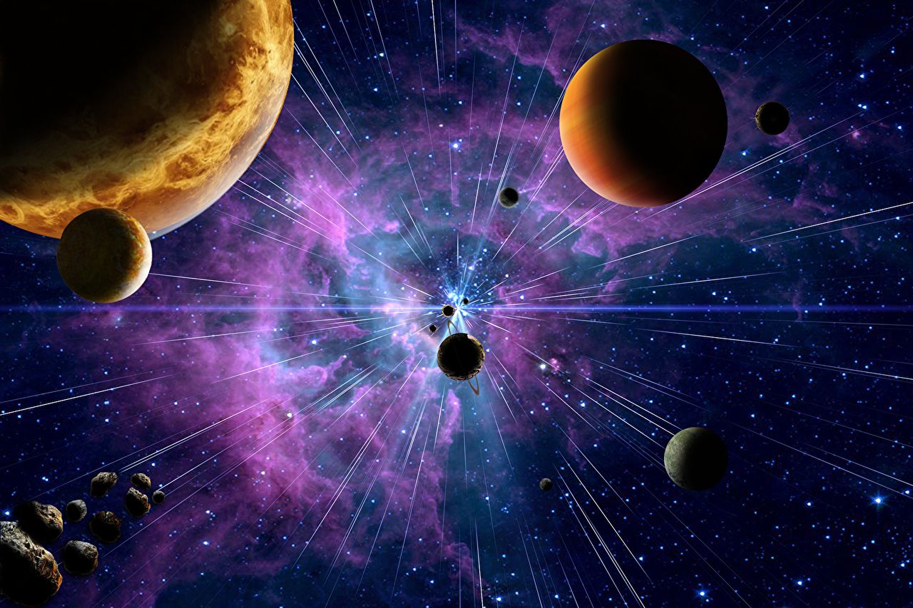 Incandescent Stars Line Connecting To A Planet Wallpapers