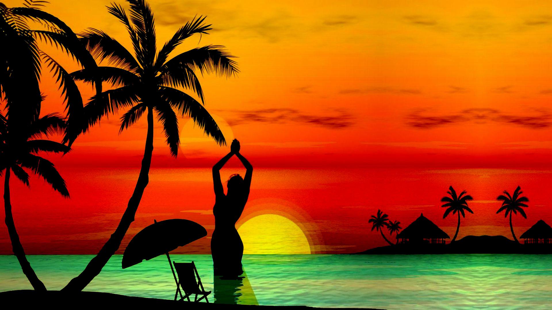 3D Island In Sunset Wallpapers