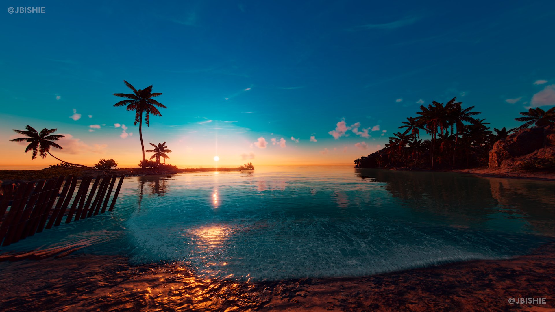 3D Island In Sunset Wallpapers