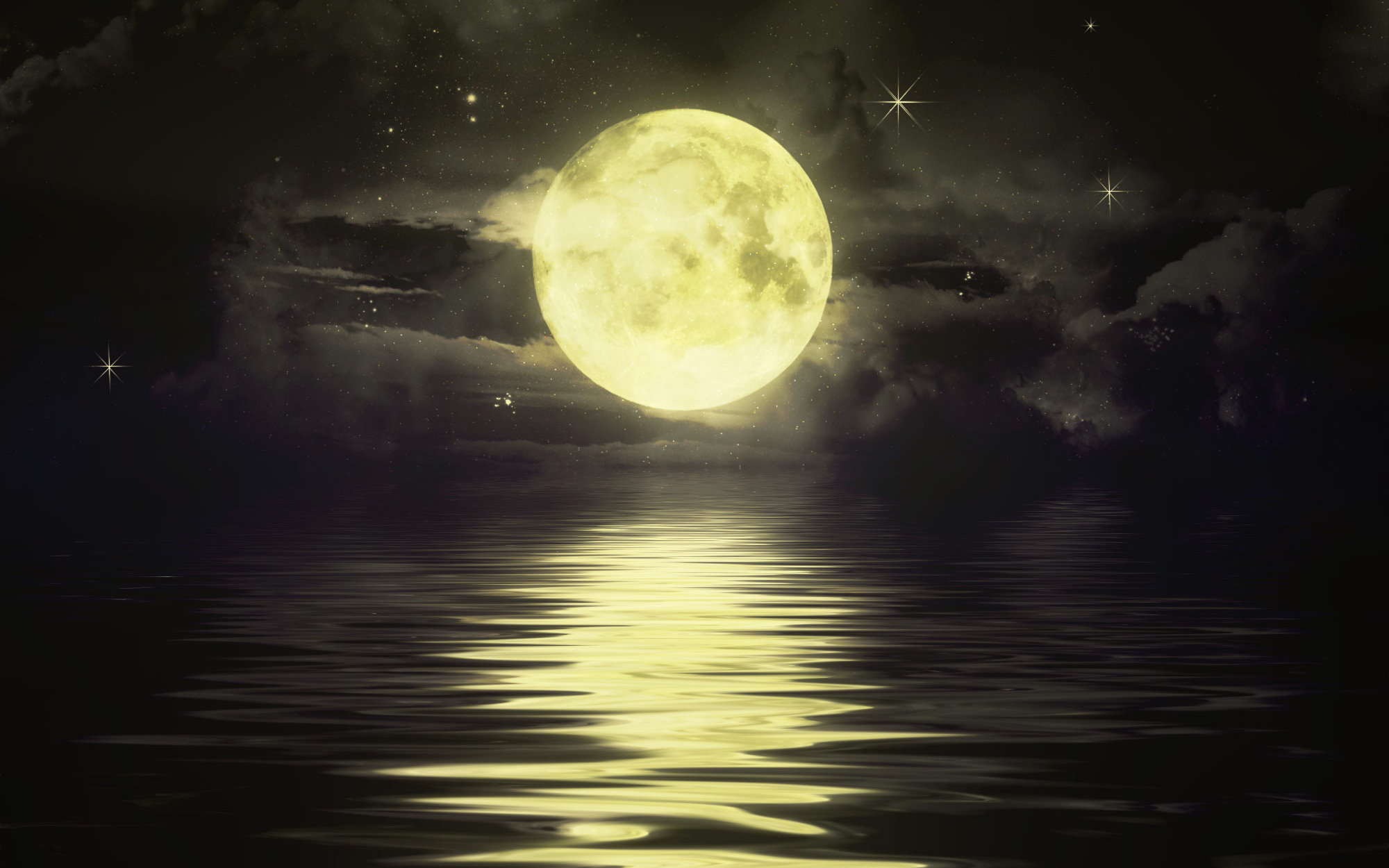 Artistic Full Moon In Starry Night Sky Wallpapers