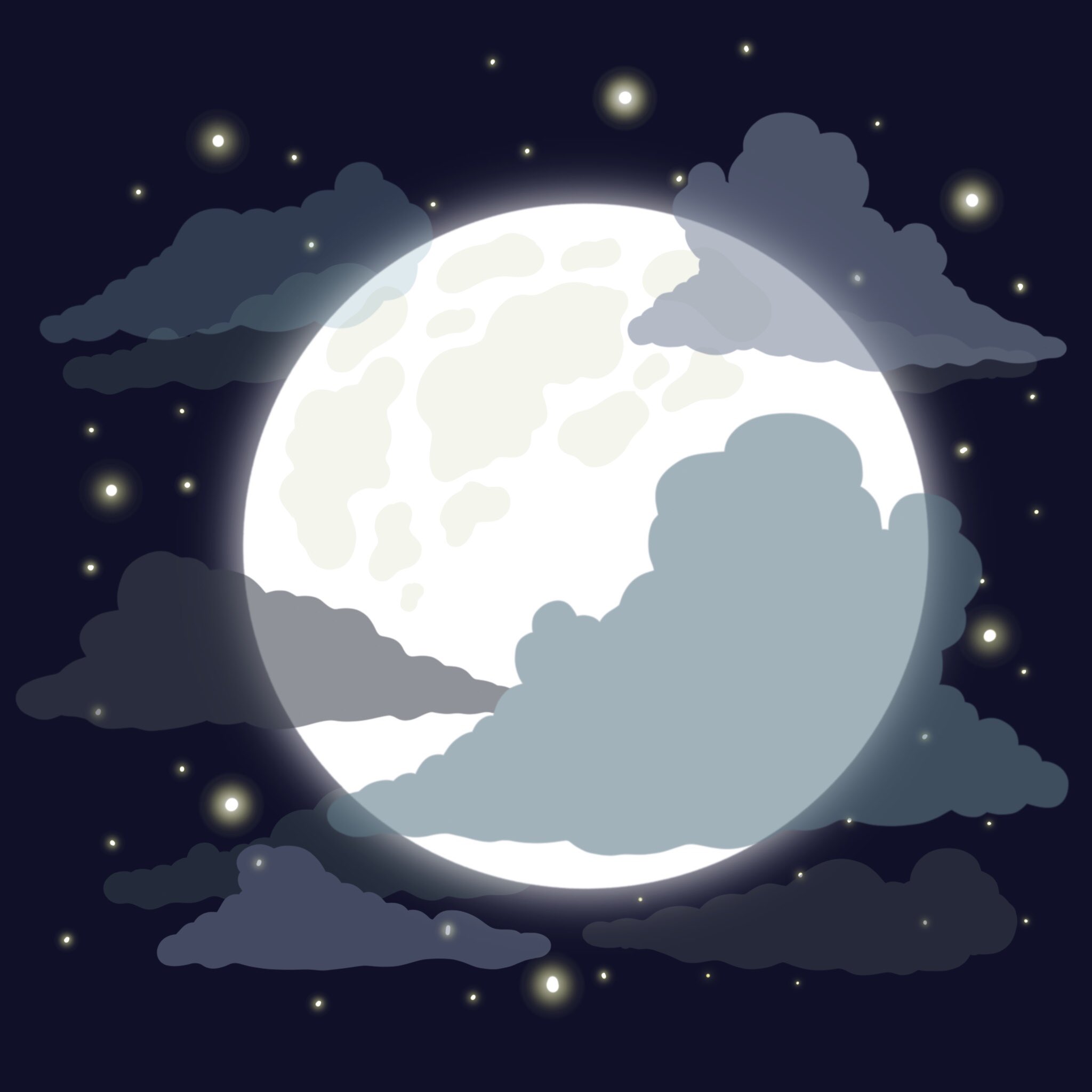 Artistic Full Moon In Starry Night Sky Wallpapers