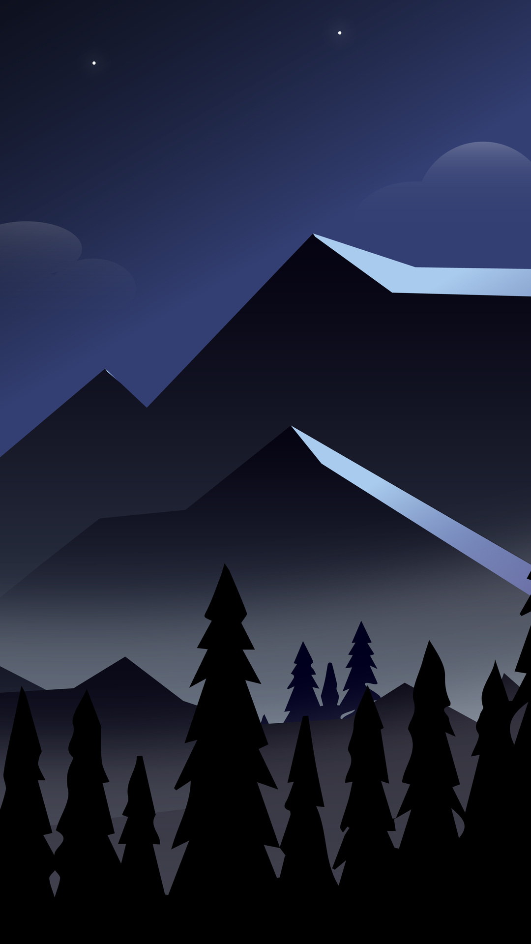 Artwork Minimal Mountains At Night Wallpapers