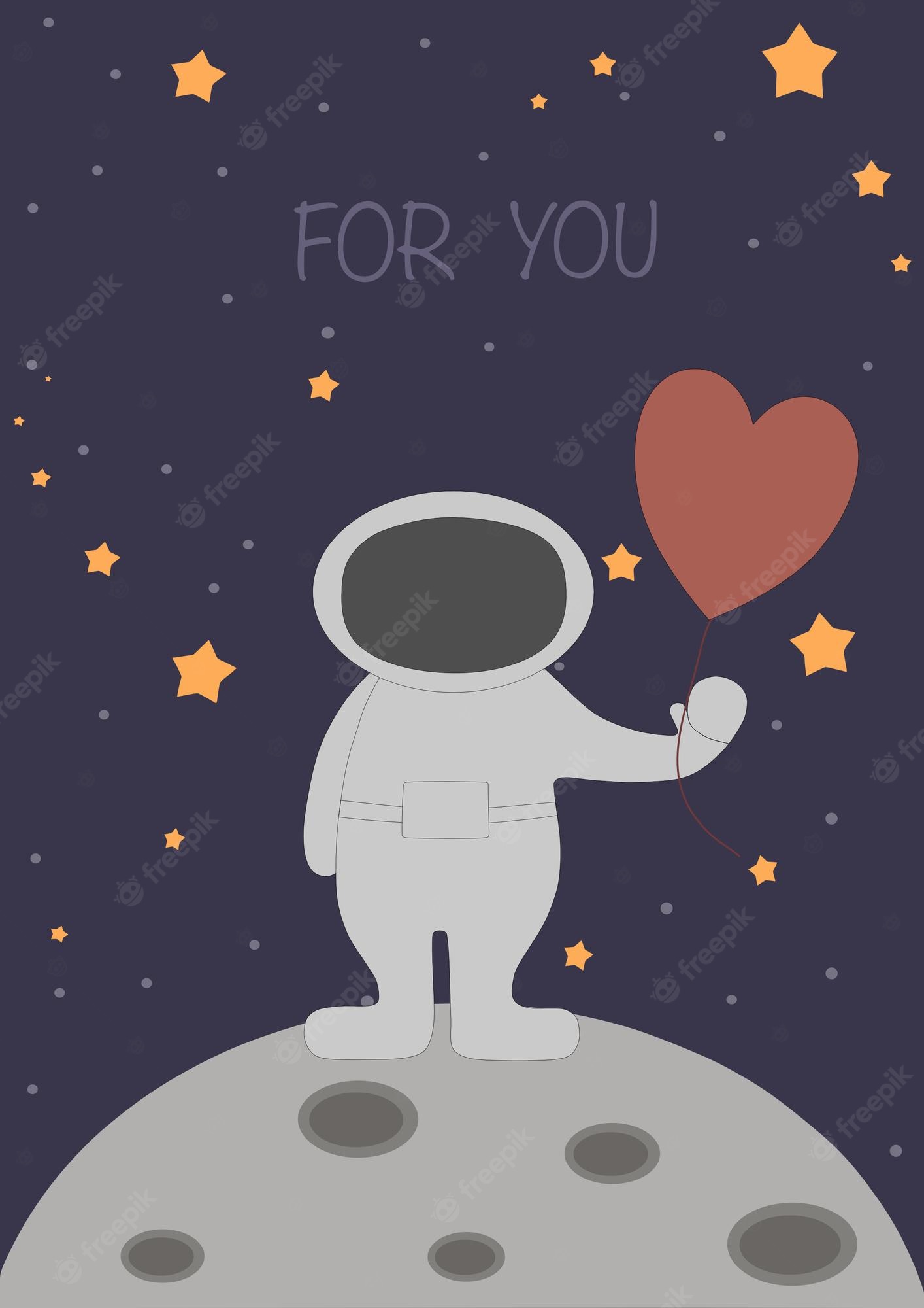 Astronaut With Heart Over Moon Wallpapers