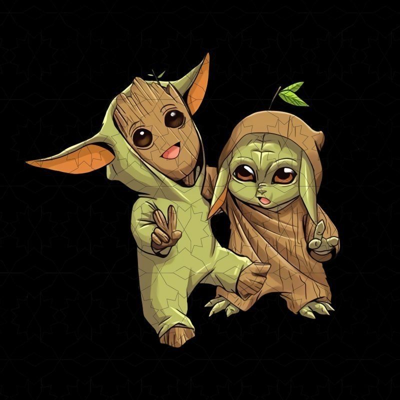 Baby Yoda And Baby Groot Art Wallpapers