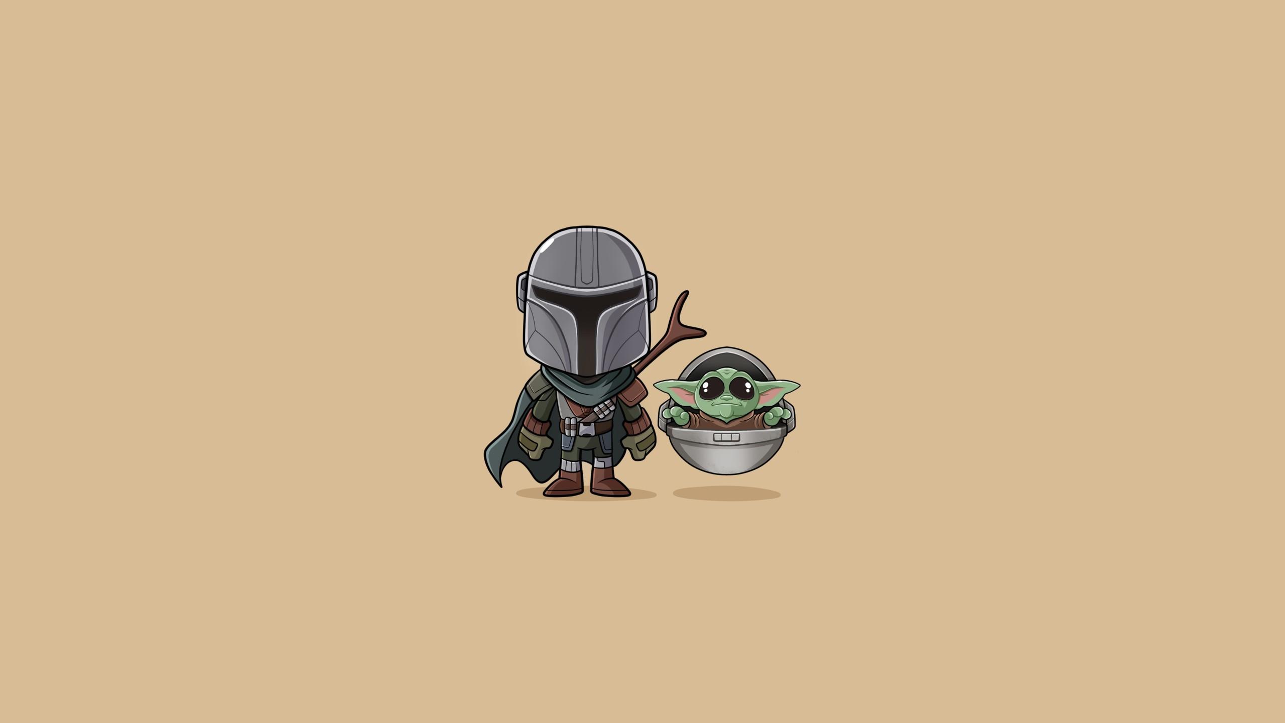 Baby Yoda And Mandalorian 4K Art Wallpapers