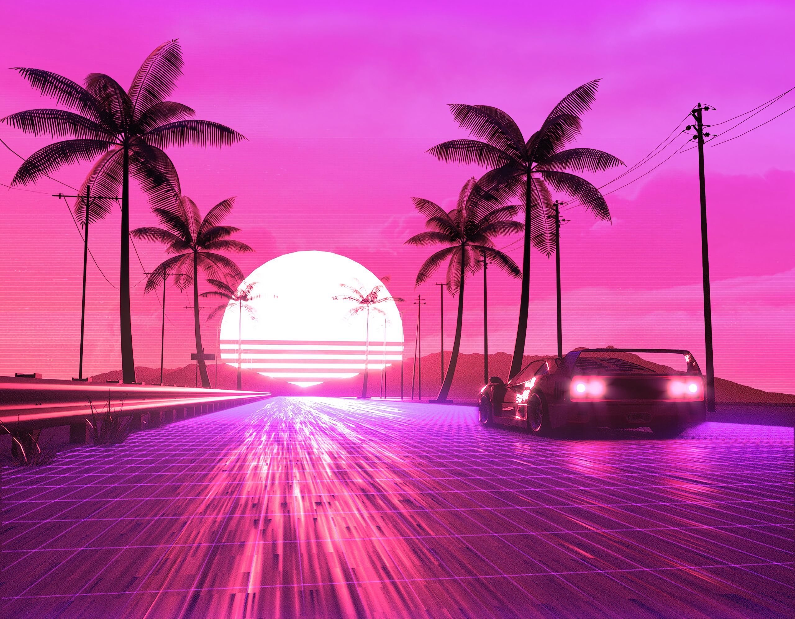 Beach Retro Wave Wallpapers