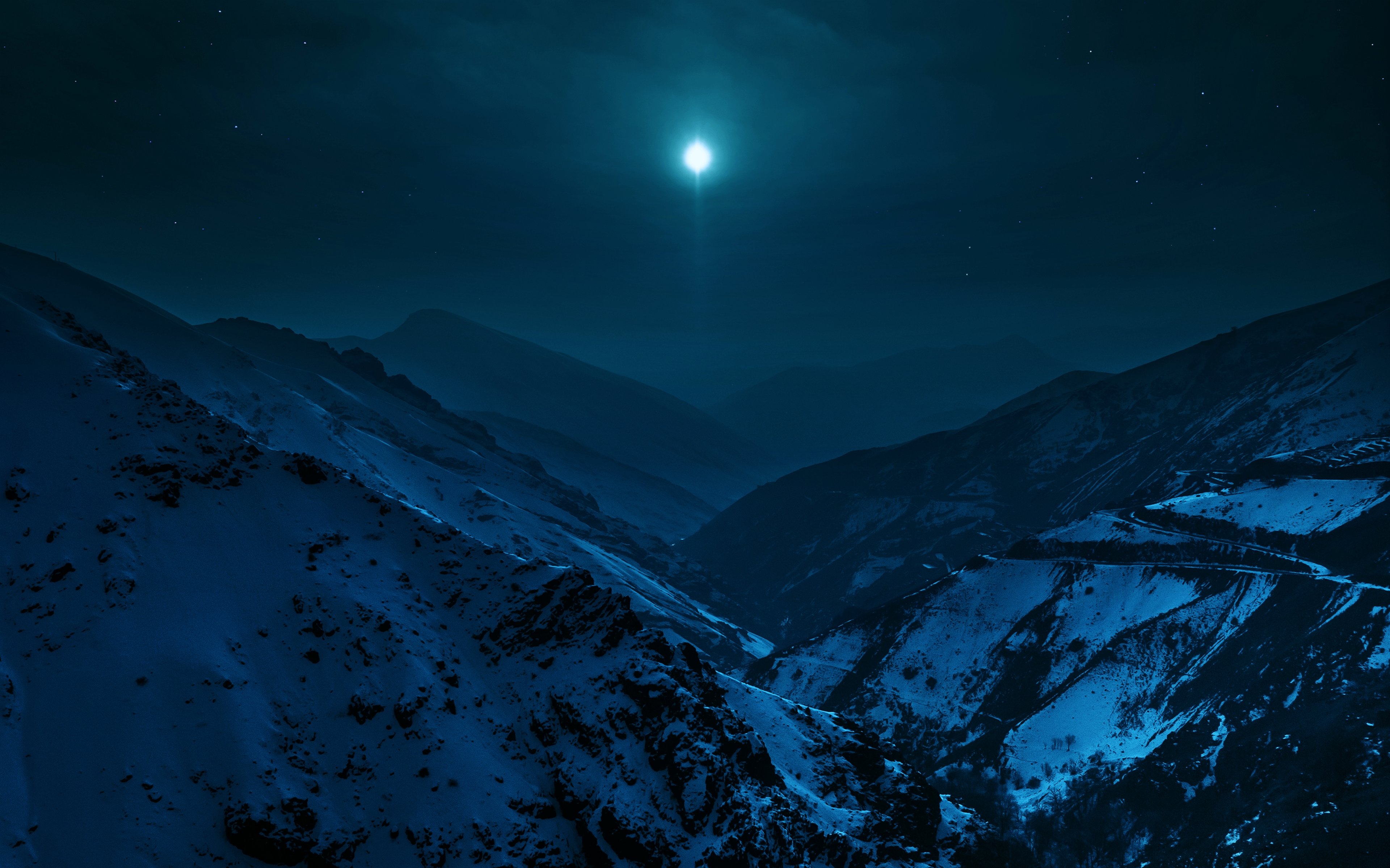 Blue Night Moon Stars Earth Wallpapers