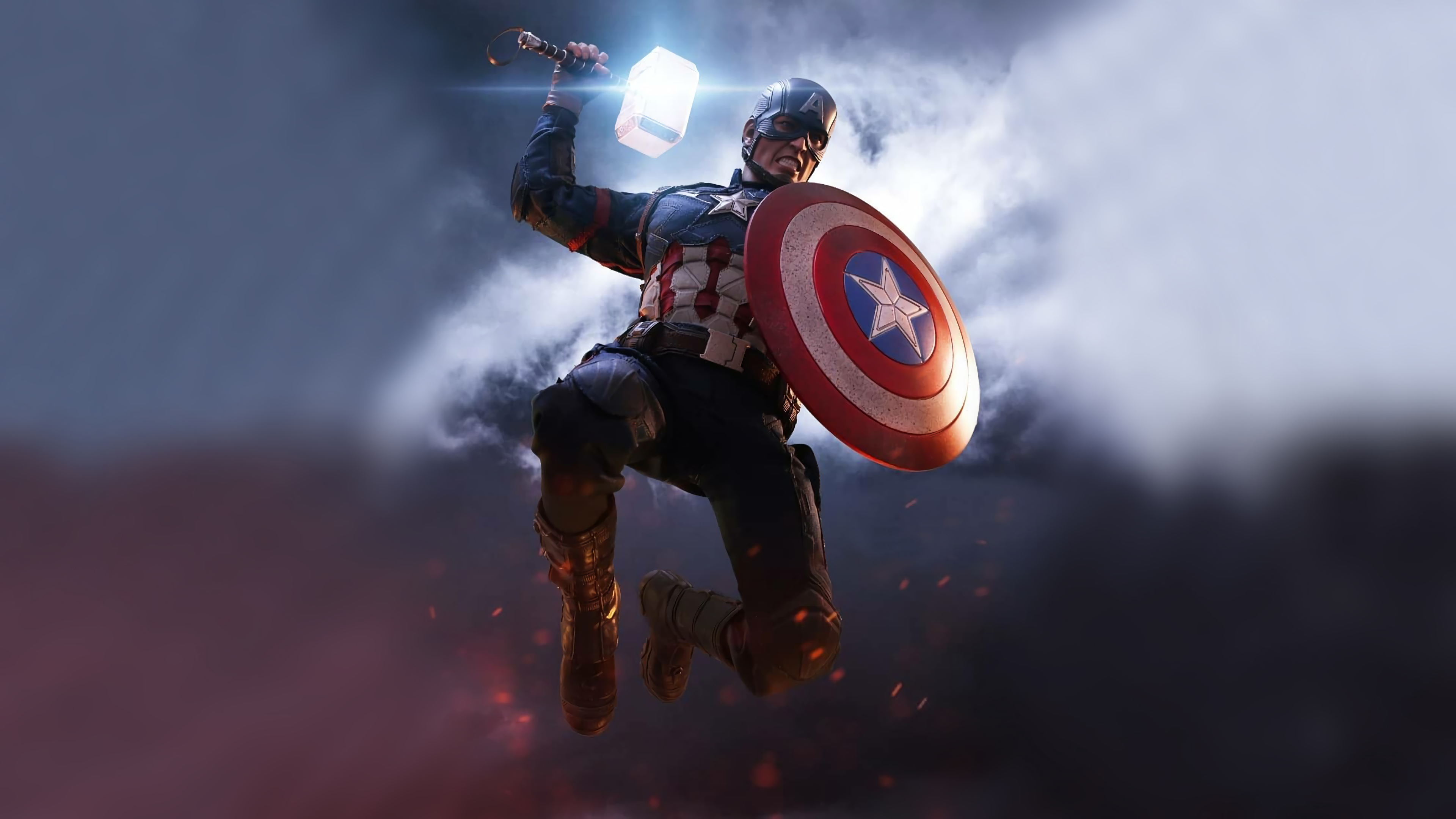 Captain America With Mjolnir And Shield Art Wallpapers