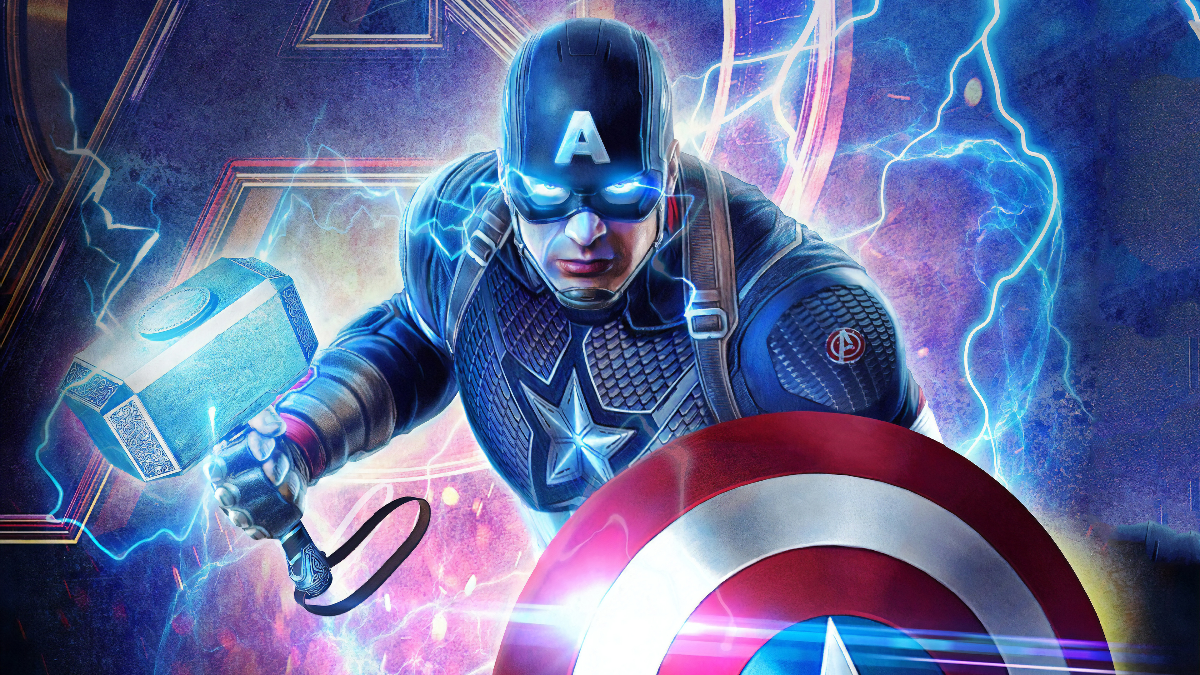 Captain America With Mjolnir And Shield Art Wallpapers