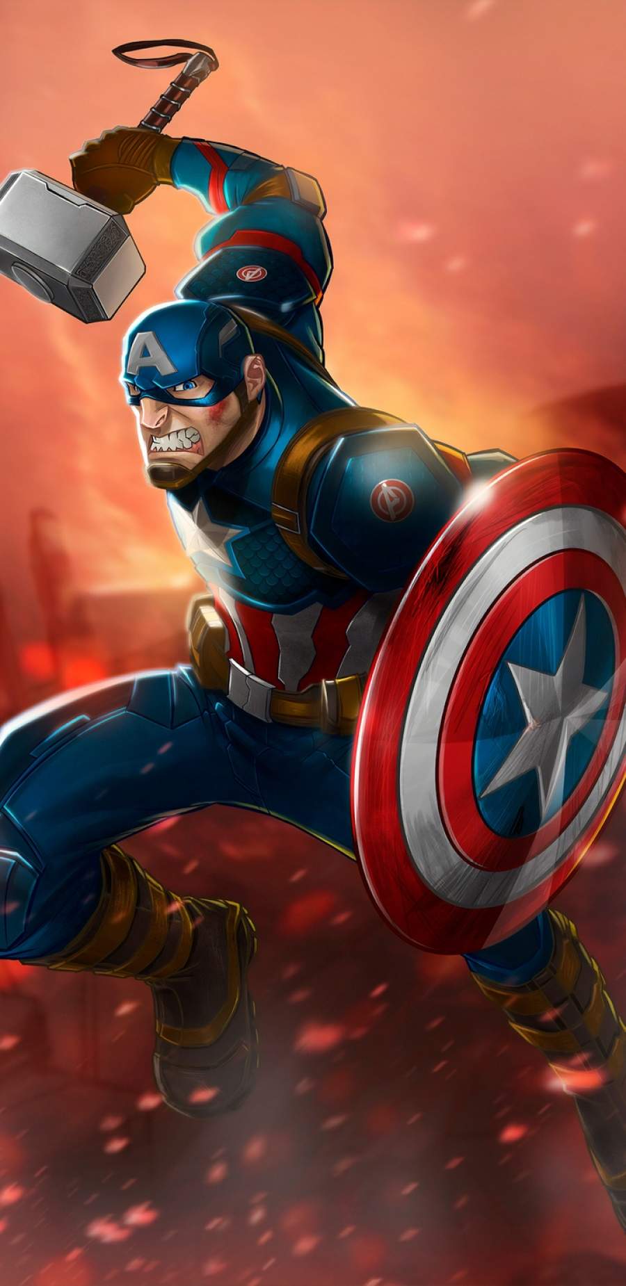 Captain America With Mjolnir And Shield Art Wallpapers