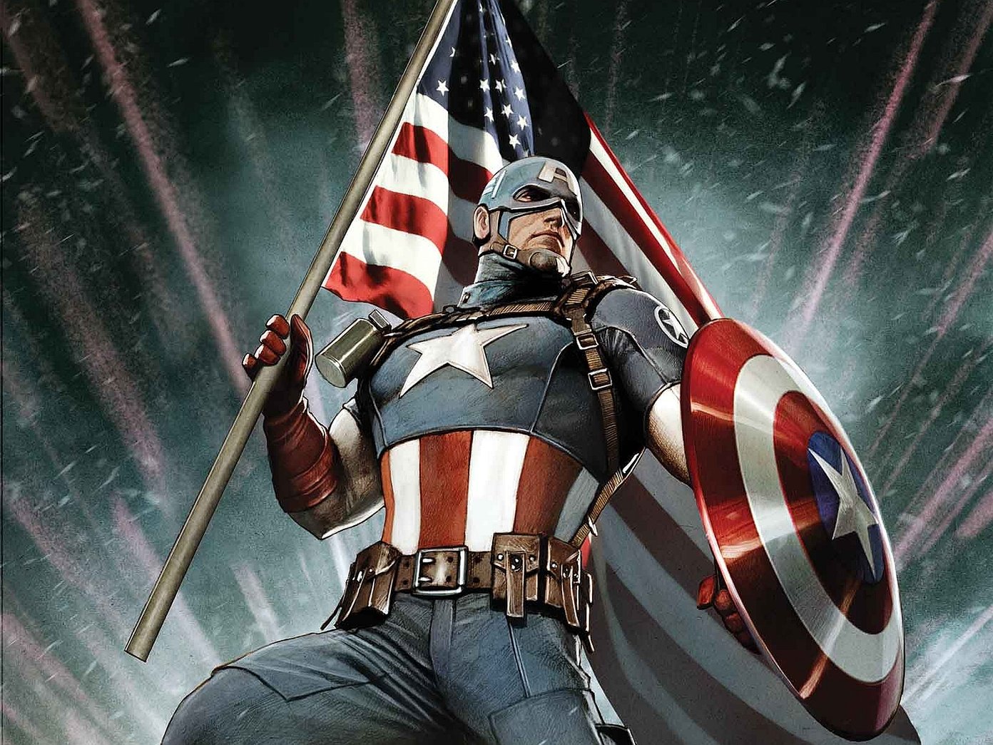 Captain America With Mjolnir And Shield Art Wallpapers