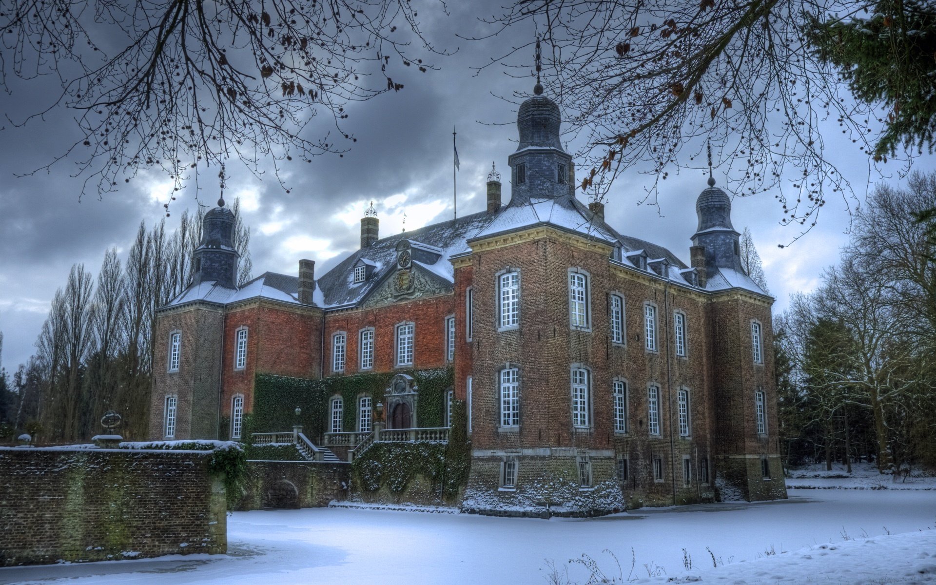 Castle In Winter Landscape Wallpapers