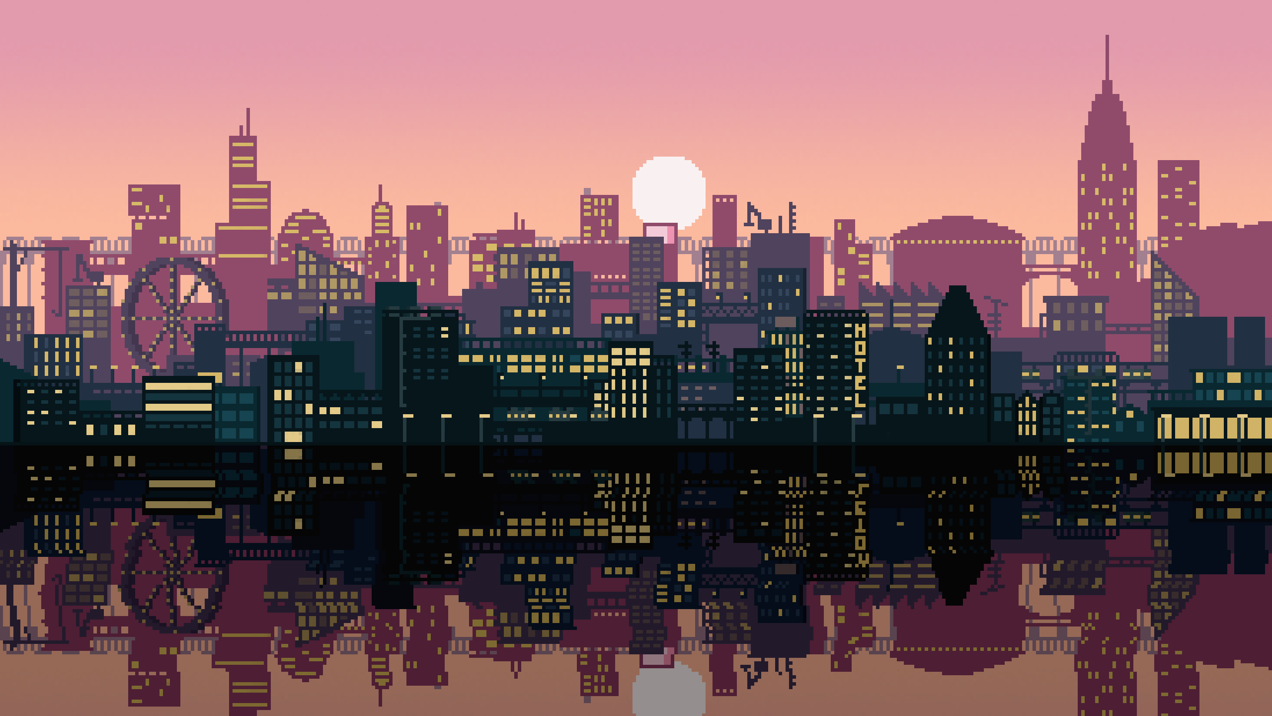 City Building Sunshine Pixel Art Wallpapers