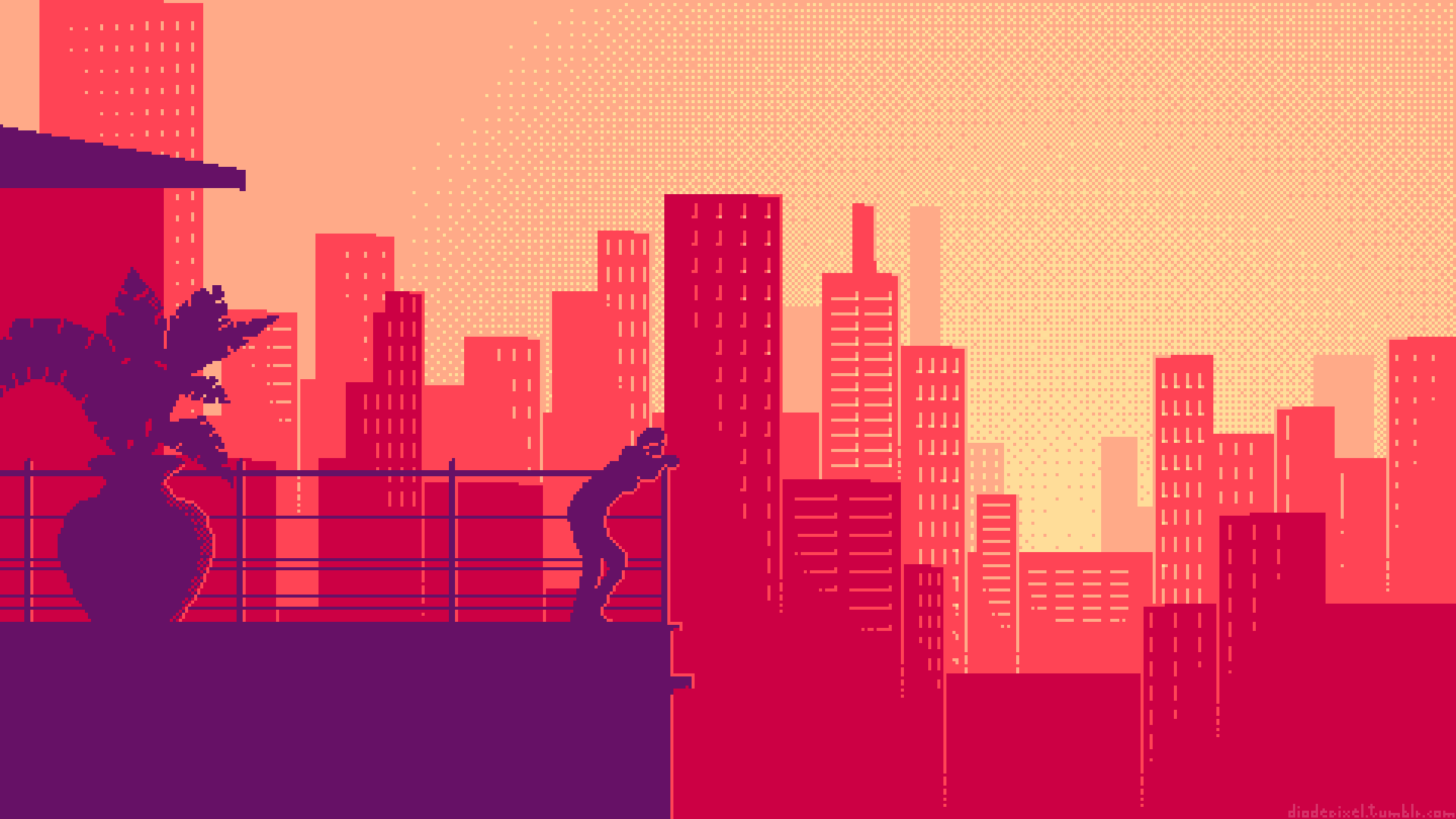 City Building Sunshine Pixel Art Wallpapers