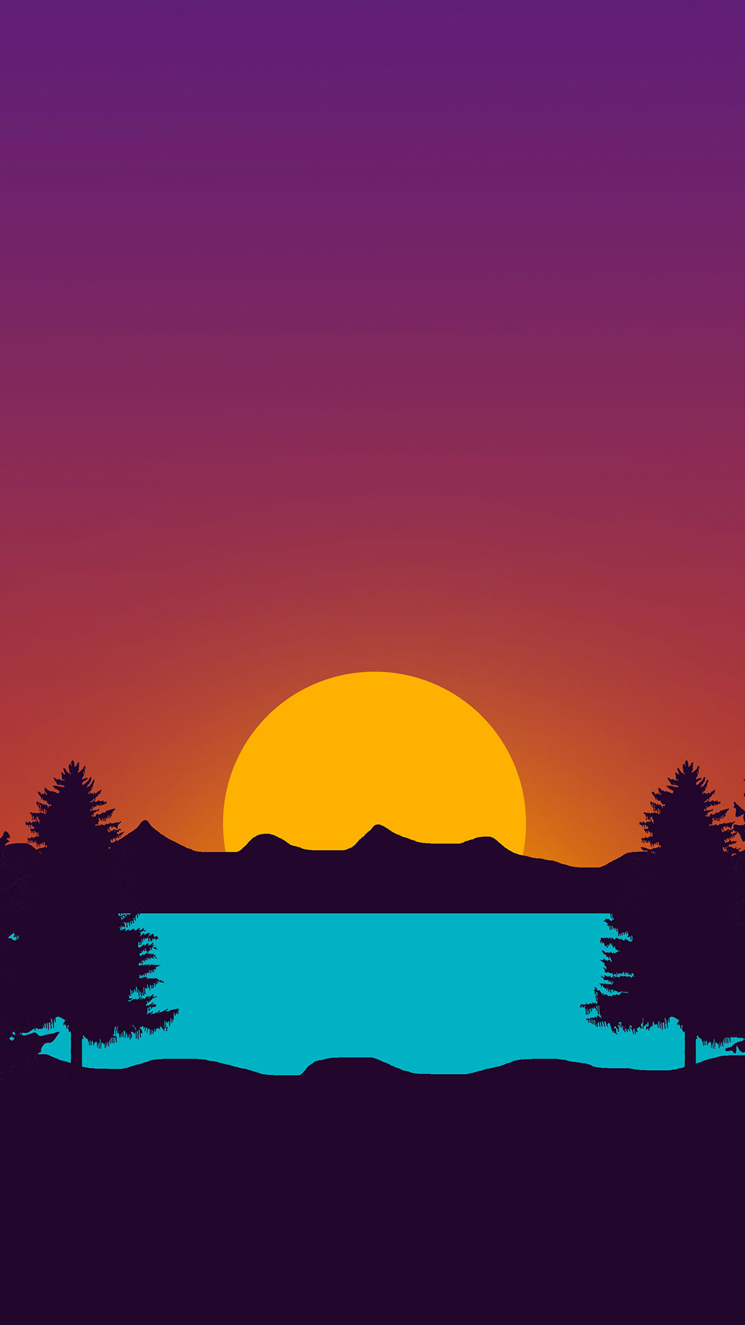 Couple At Sunset Illustration Wallpapers