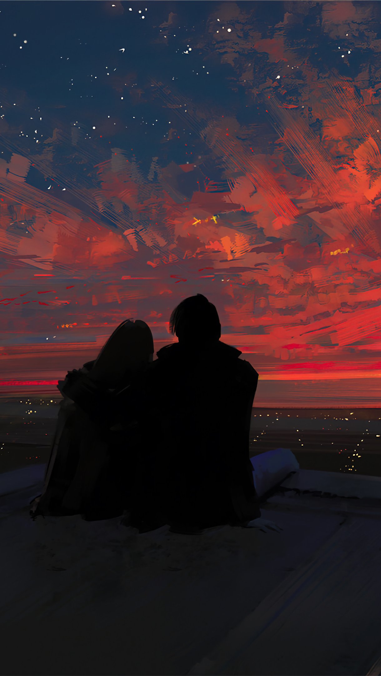 Couple Seeing Sunset Wallpapers