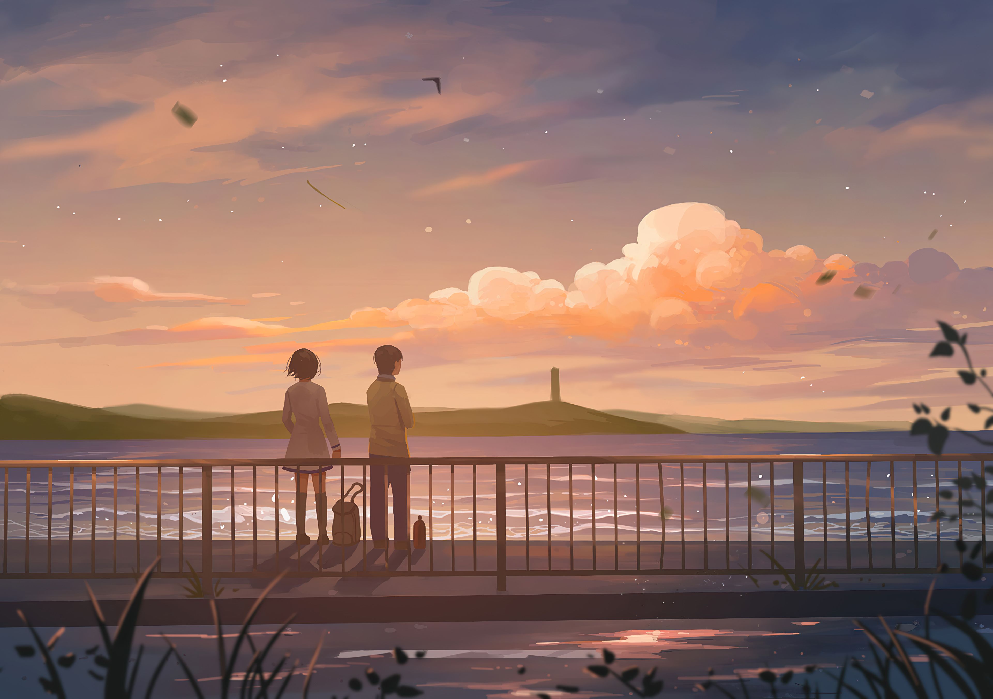 Couple Seeing Sunset Wallpapers