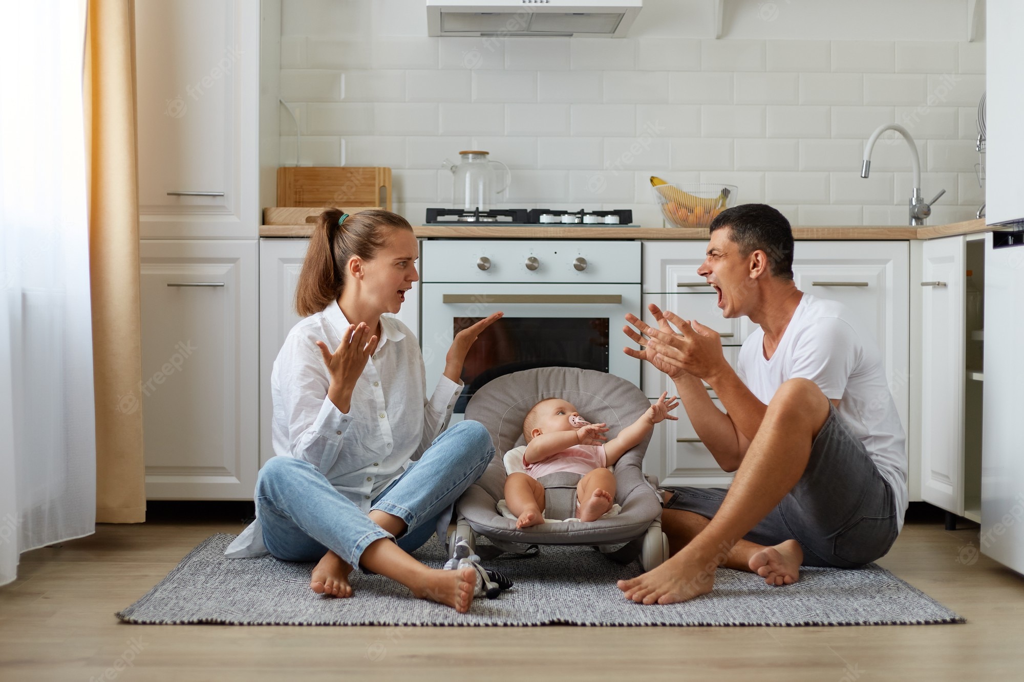 Cute Boy And Girl Are Sitting On Floor Wallpapers