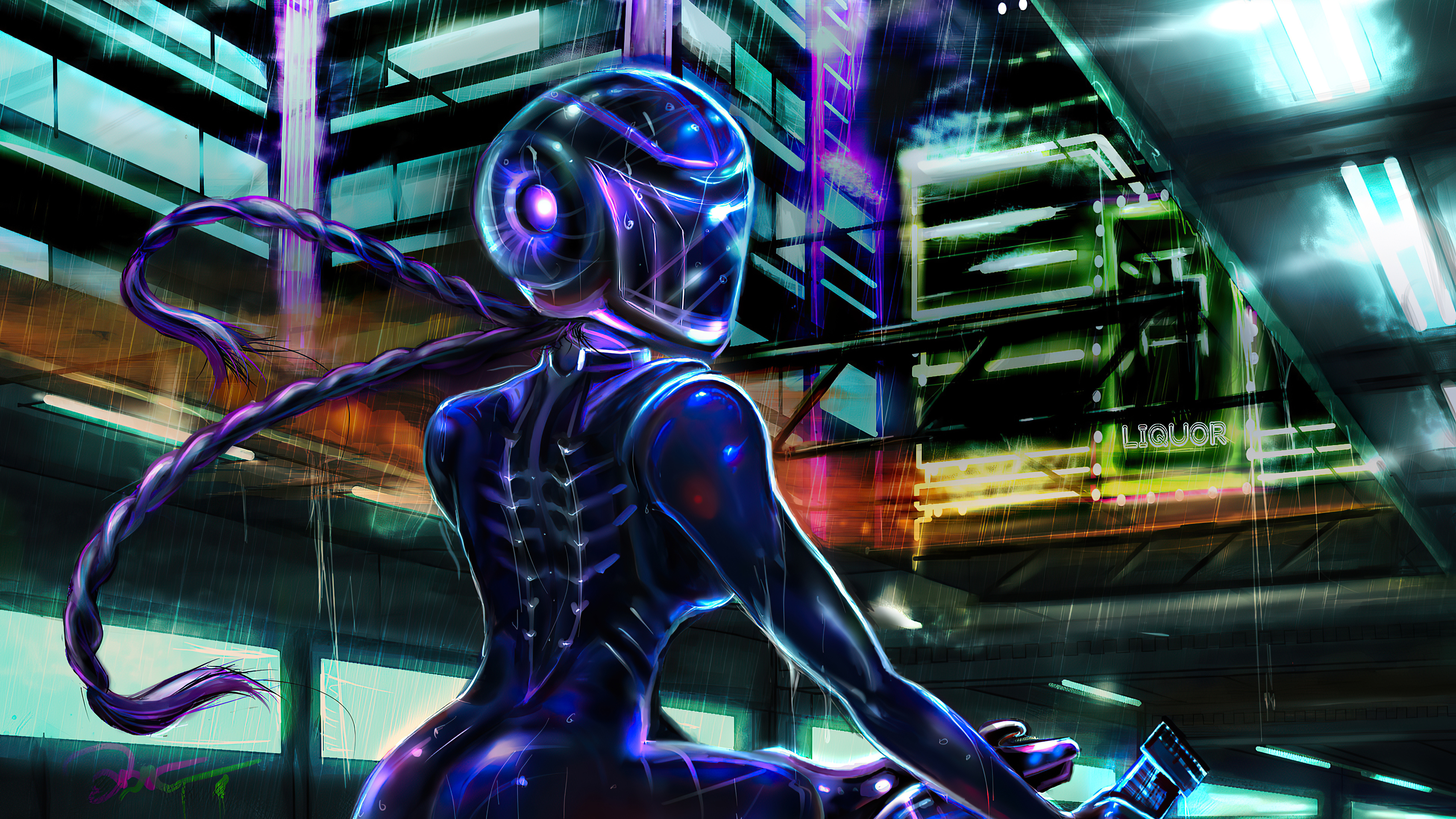 Cyberpunk Cool Cyborg  Neon Art Wallpapers