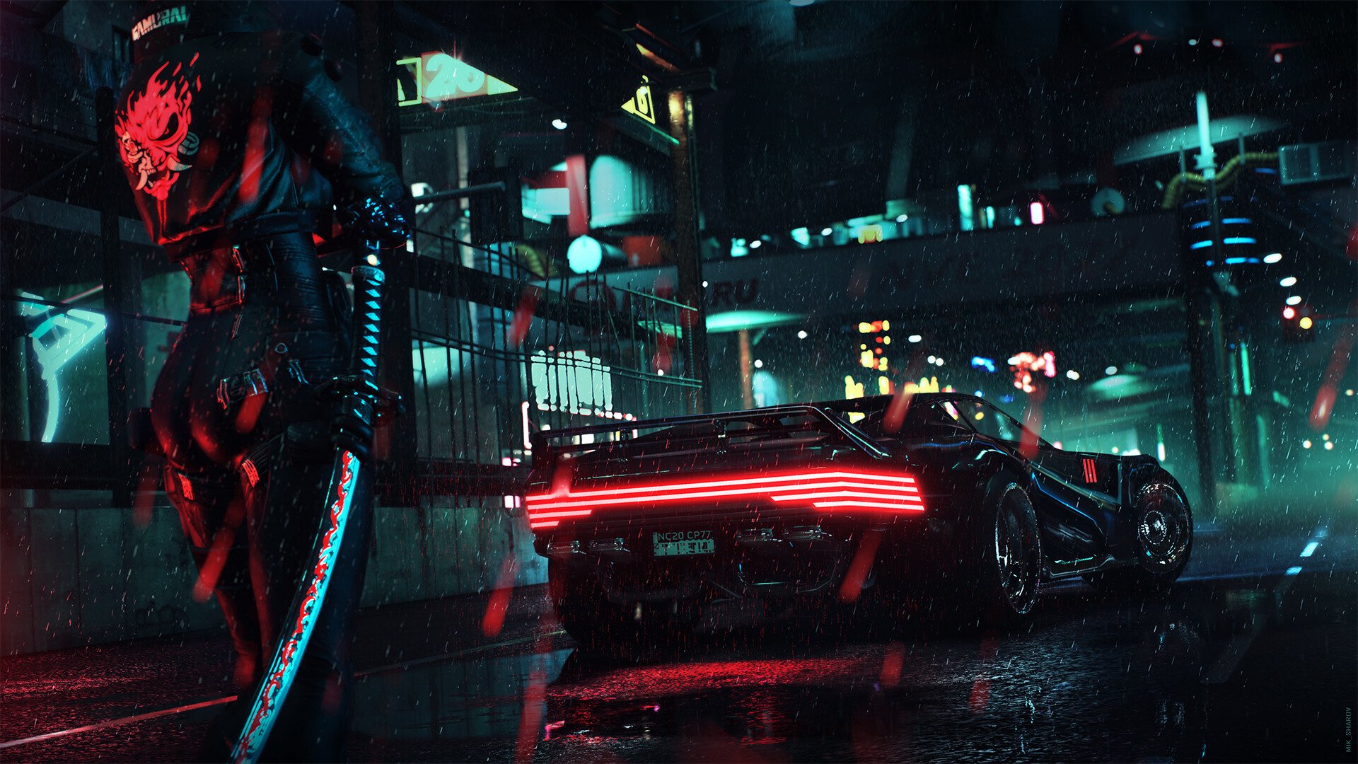 Cyberpunk Girl In Rain Wallpapers