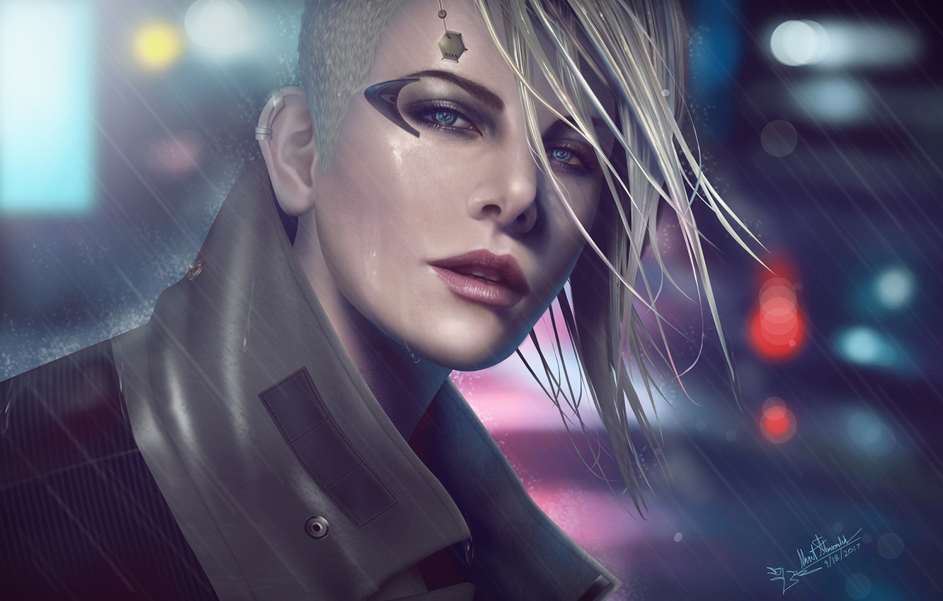 Cyberpunk Girl In Rain Wallpapers