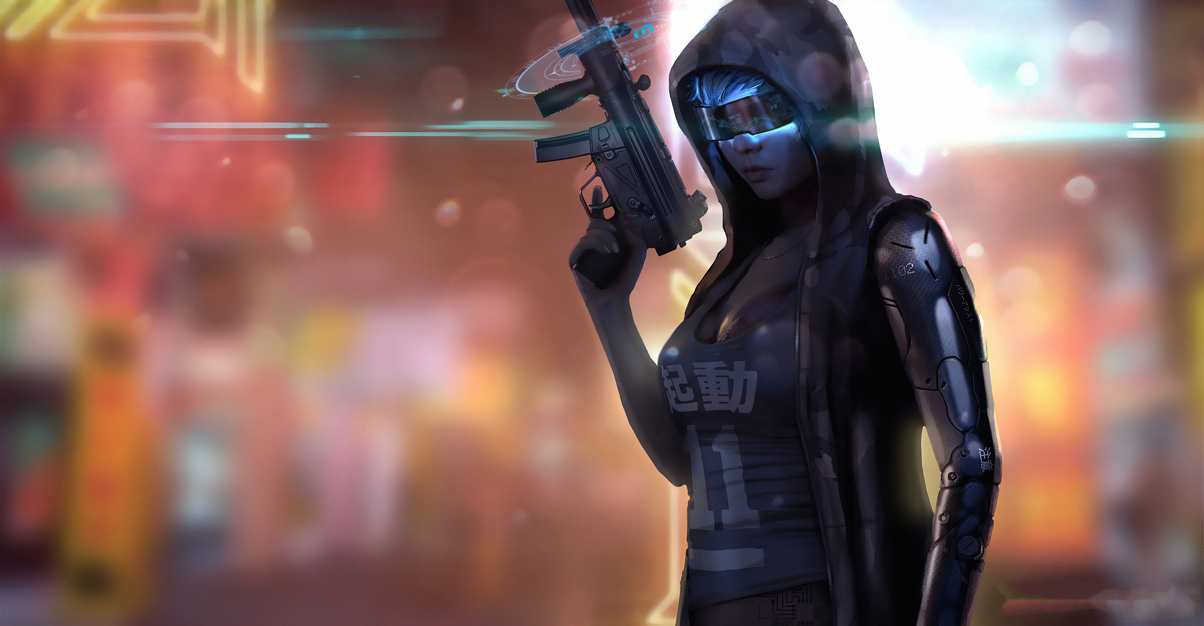 Cyberpunk Girl With Weapon Wallpapers