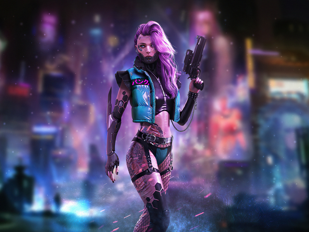 Cyberpunk Girl With Weapon Wallpapers