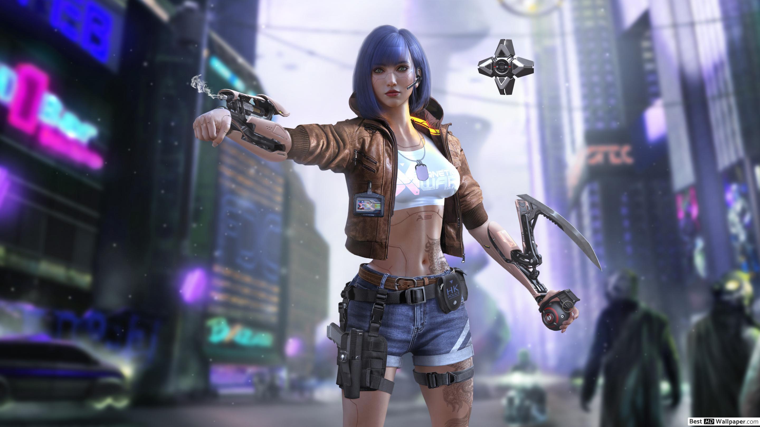 Cyberpunk Girl With Weapon Wallpapers