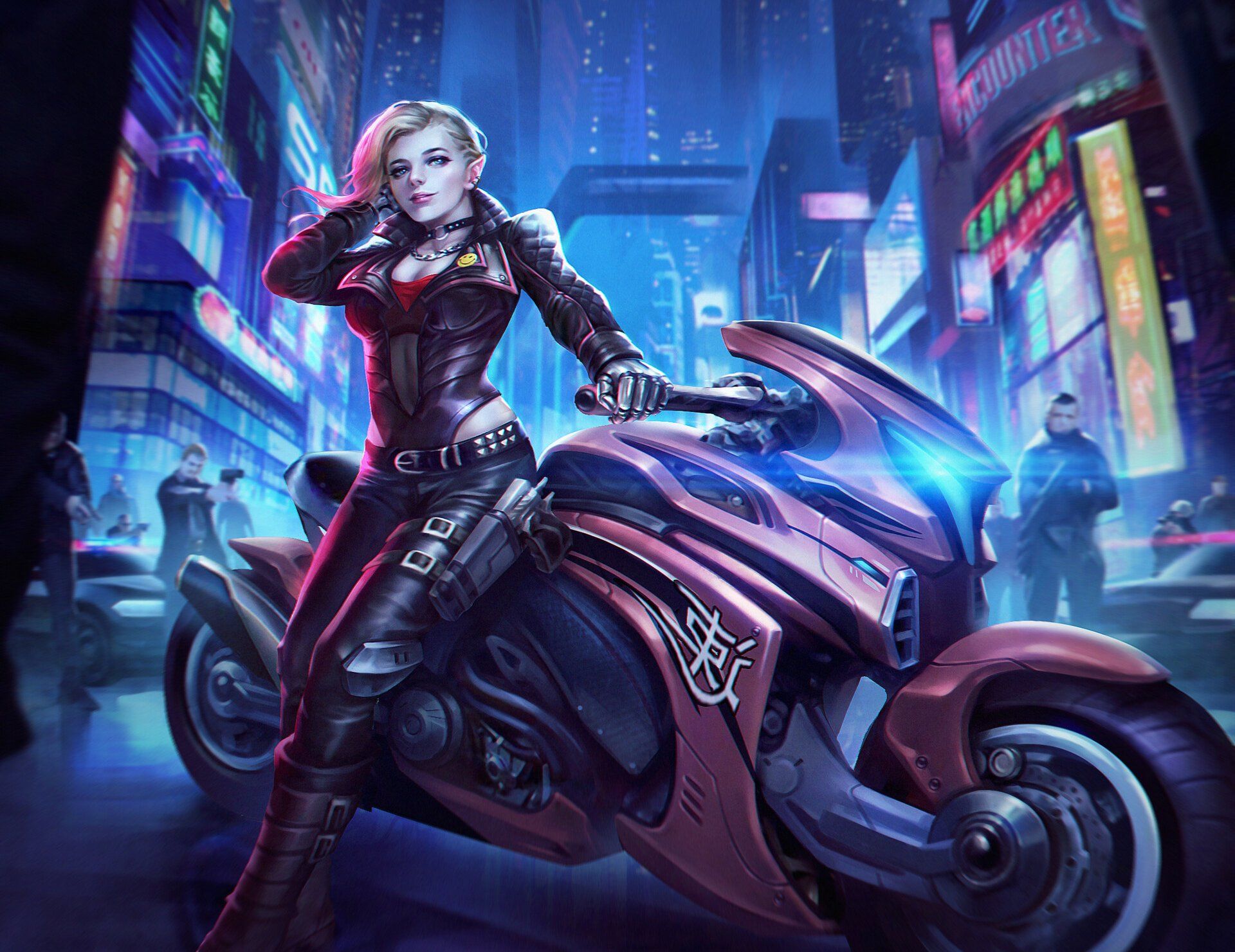 Cyberpunk Motorcycle Girl Wallpapers