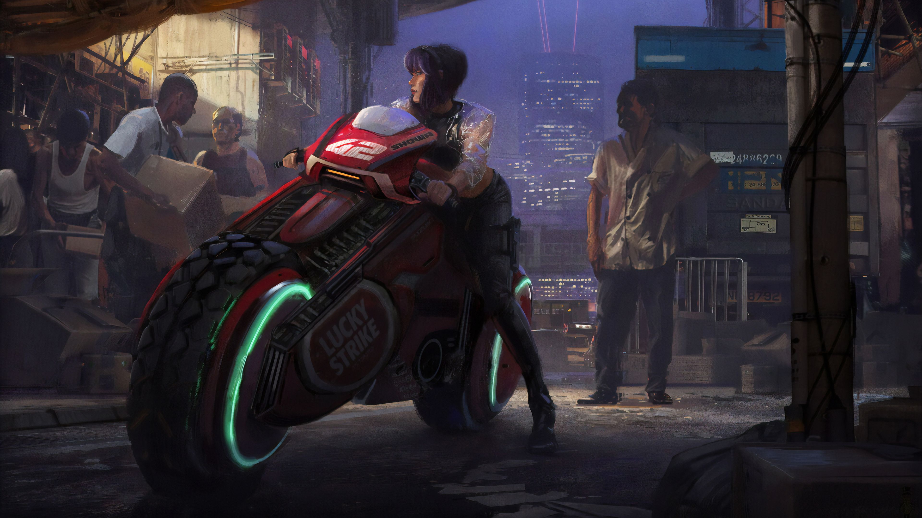 Cyberpunk Woman In Motorcycle Wallpapers