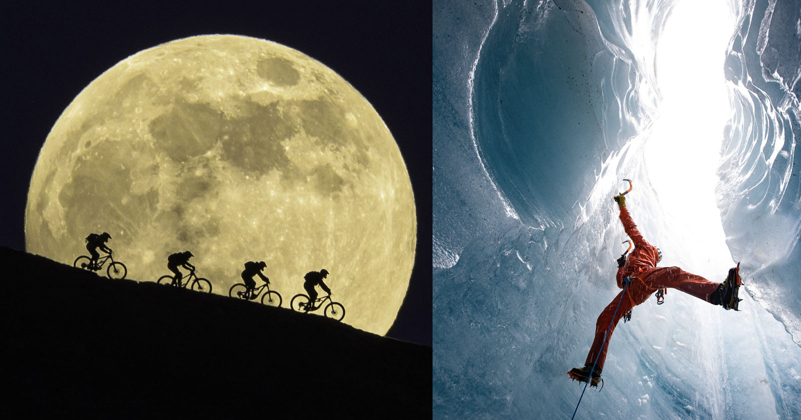 Cycling Near Yellow Moon Wallpapers