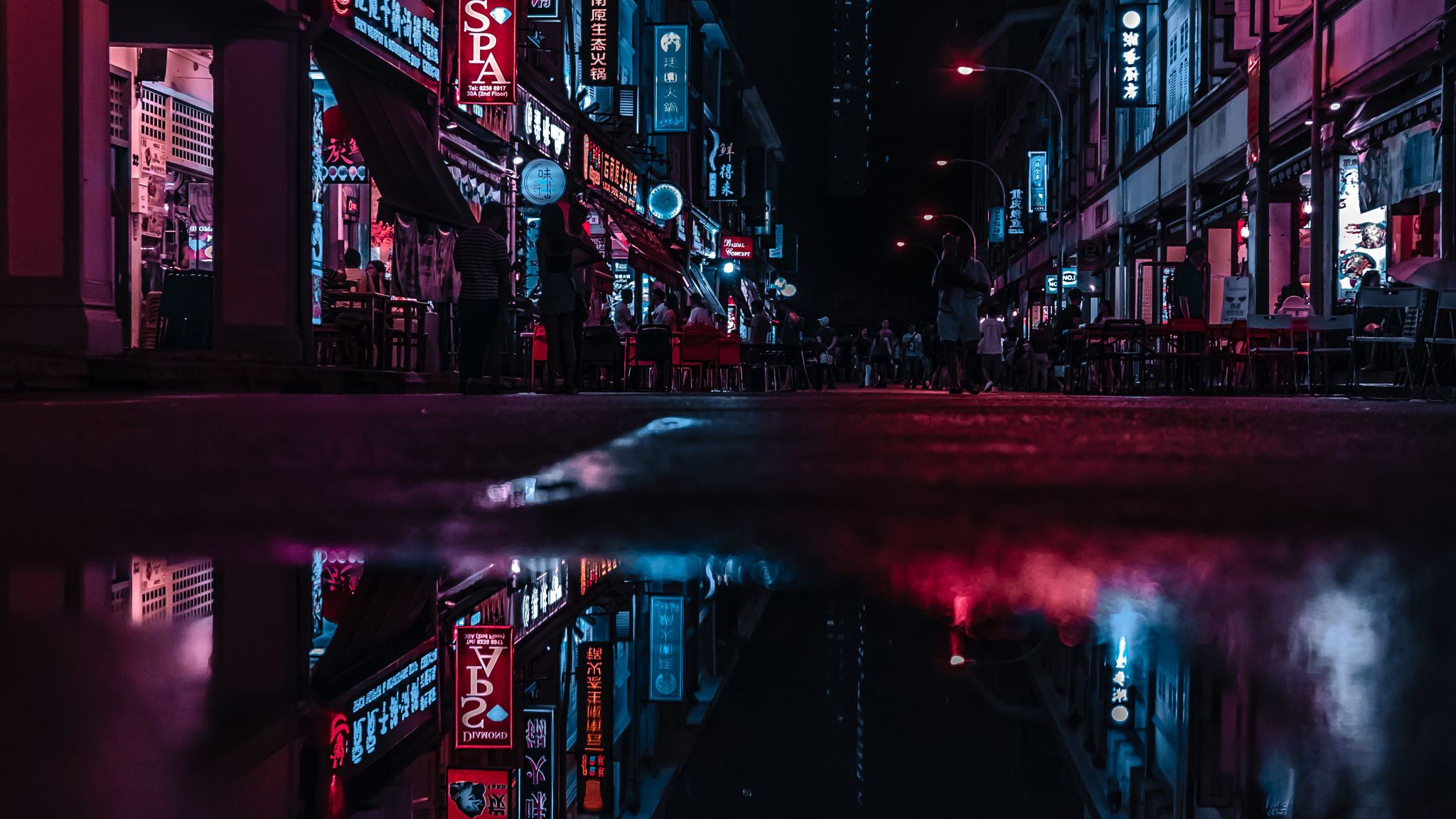 Dark Building Sci Fi Neon Sign Wallpapers