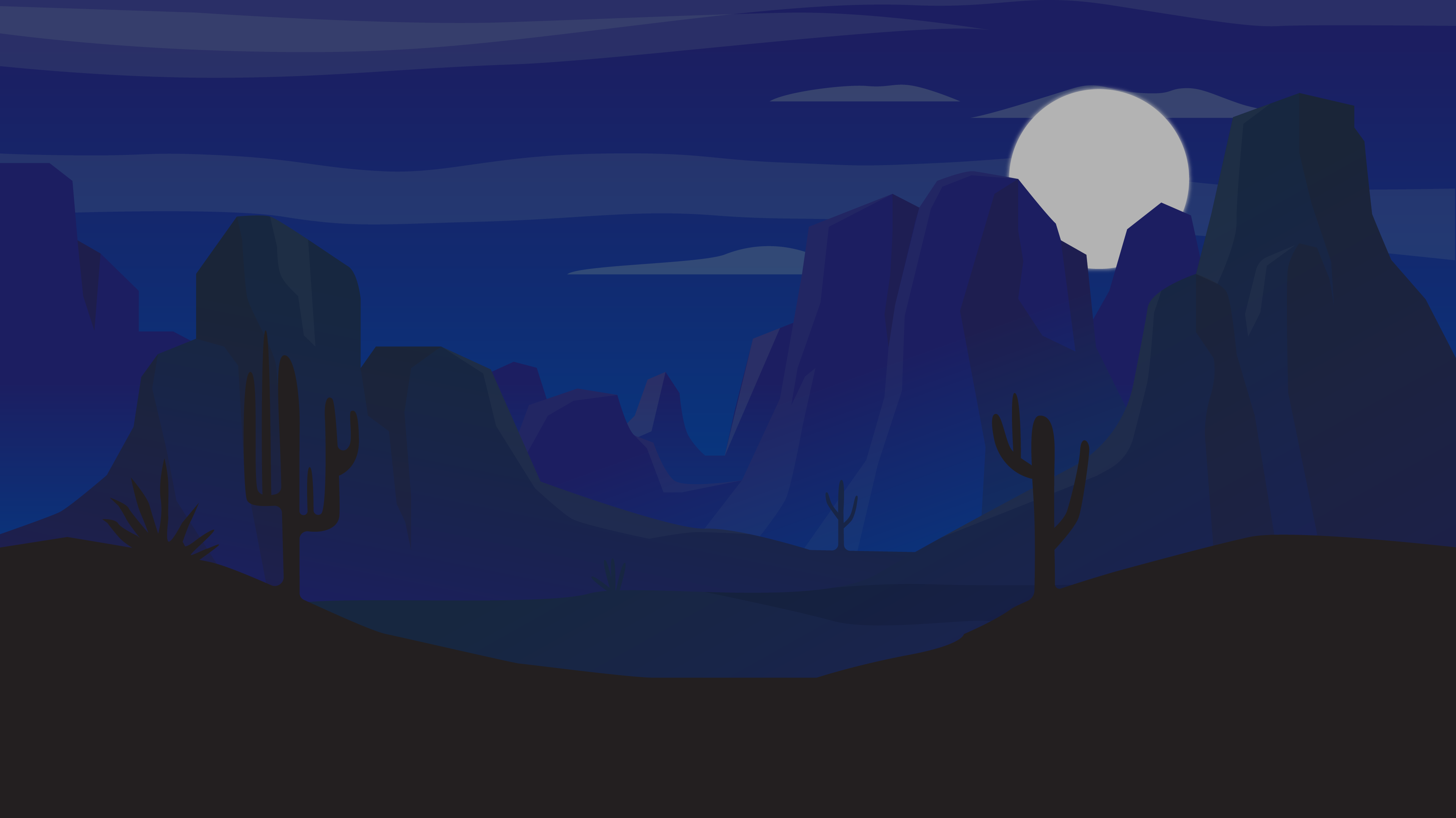 Desert 4K Night Illustration Wallpapers