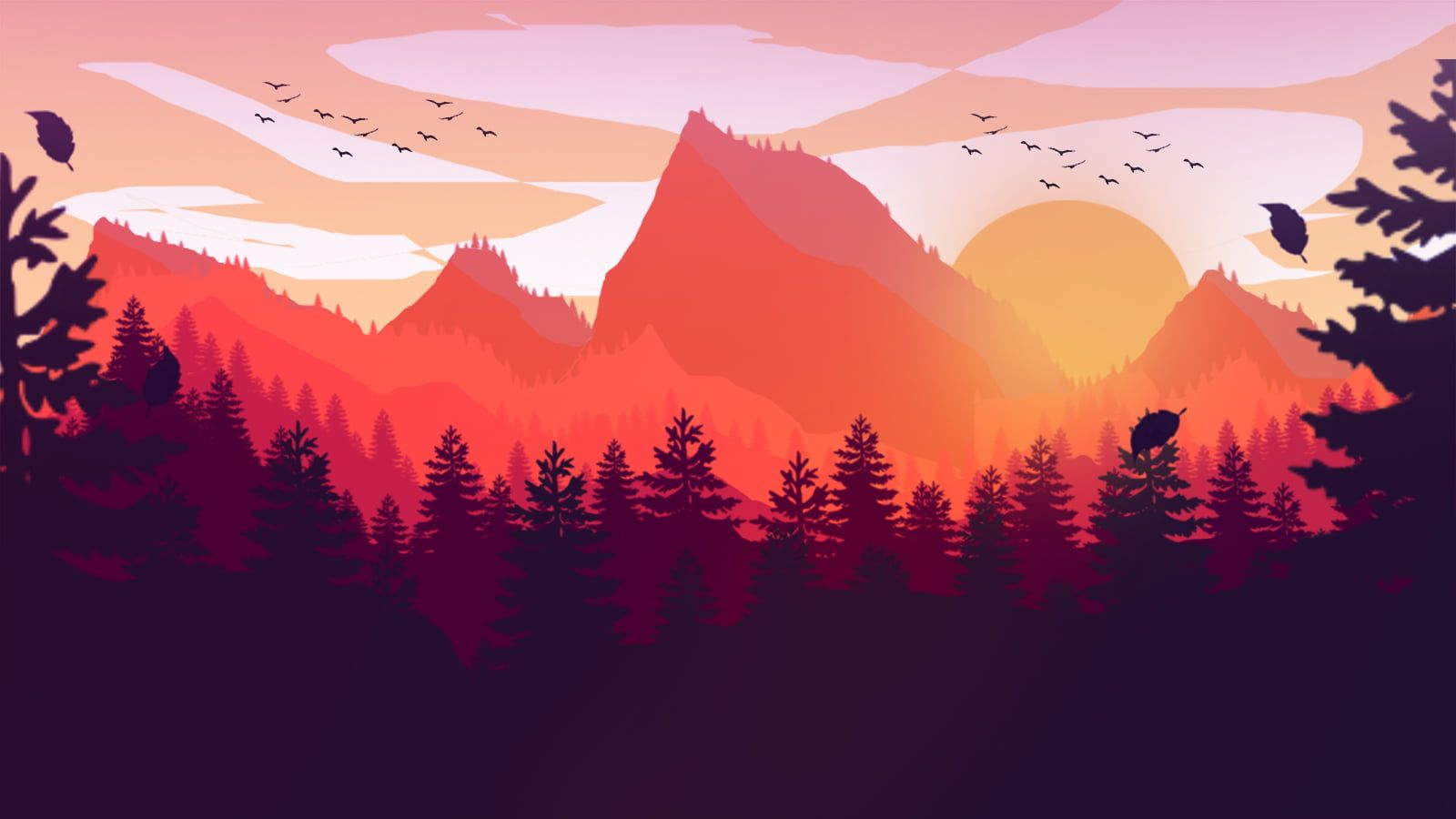 Evening Sunset Mountains Firewatch Drawing Wallpapers