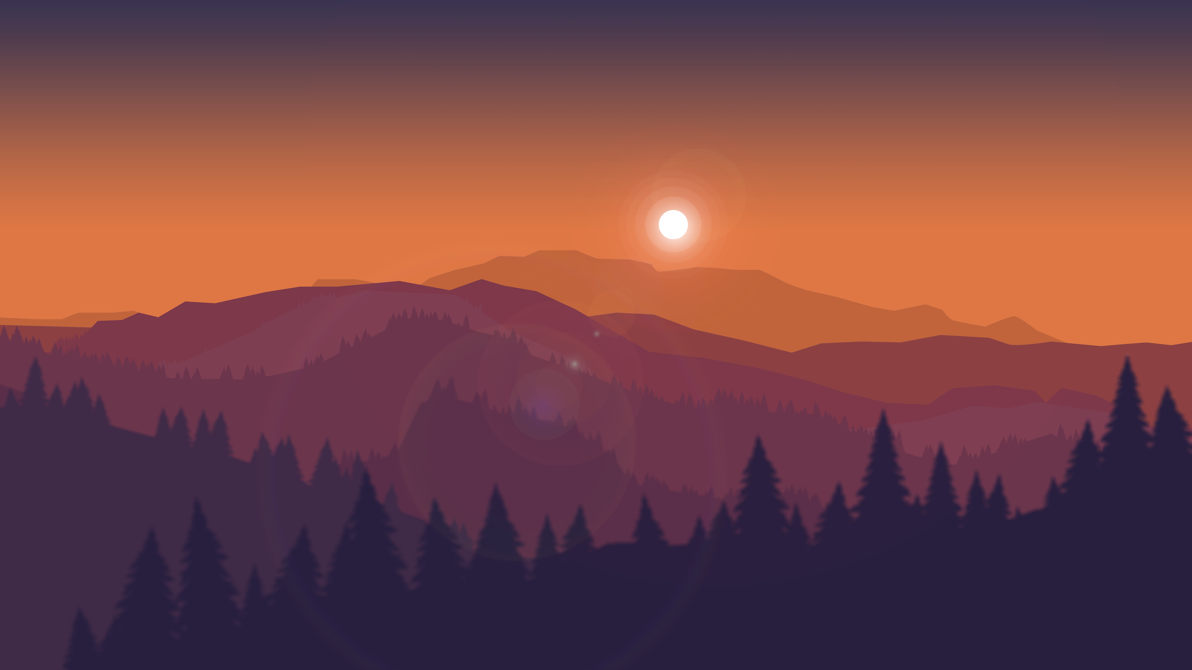 Evening Sunset Mountains Firewatch Drawing Wallpapers