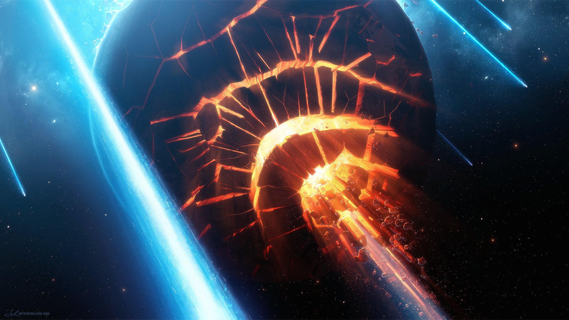 Fire In Space Digital Wallpapers