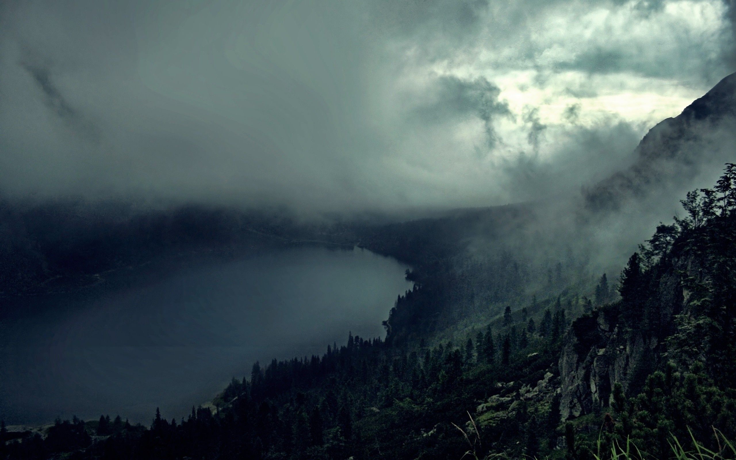 Foggy Valley With A Lake Wallpapers