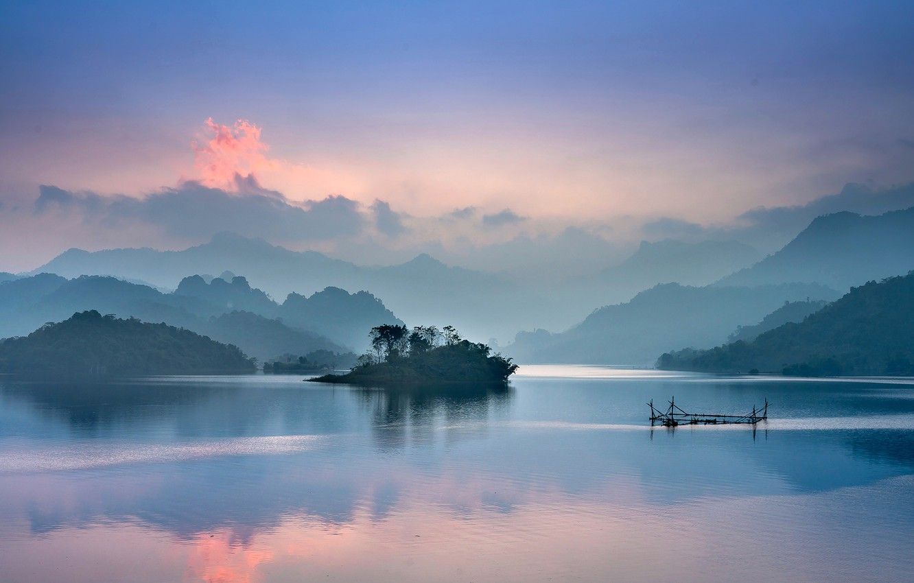 Foggy Valley With A Lake Wallpapers