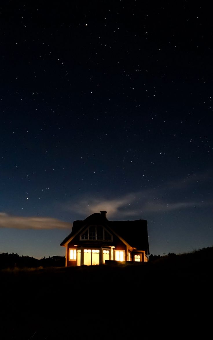 Hut House And Starry Night Wallpapers