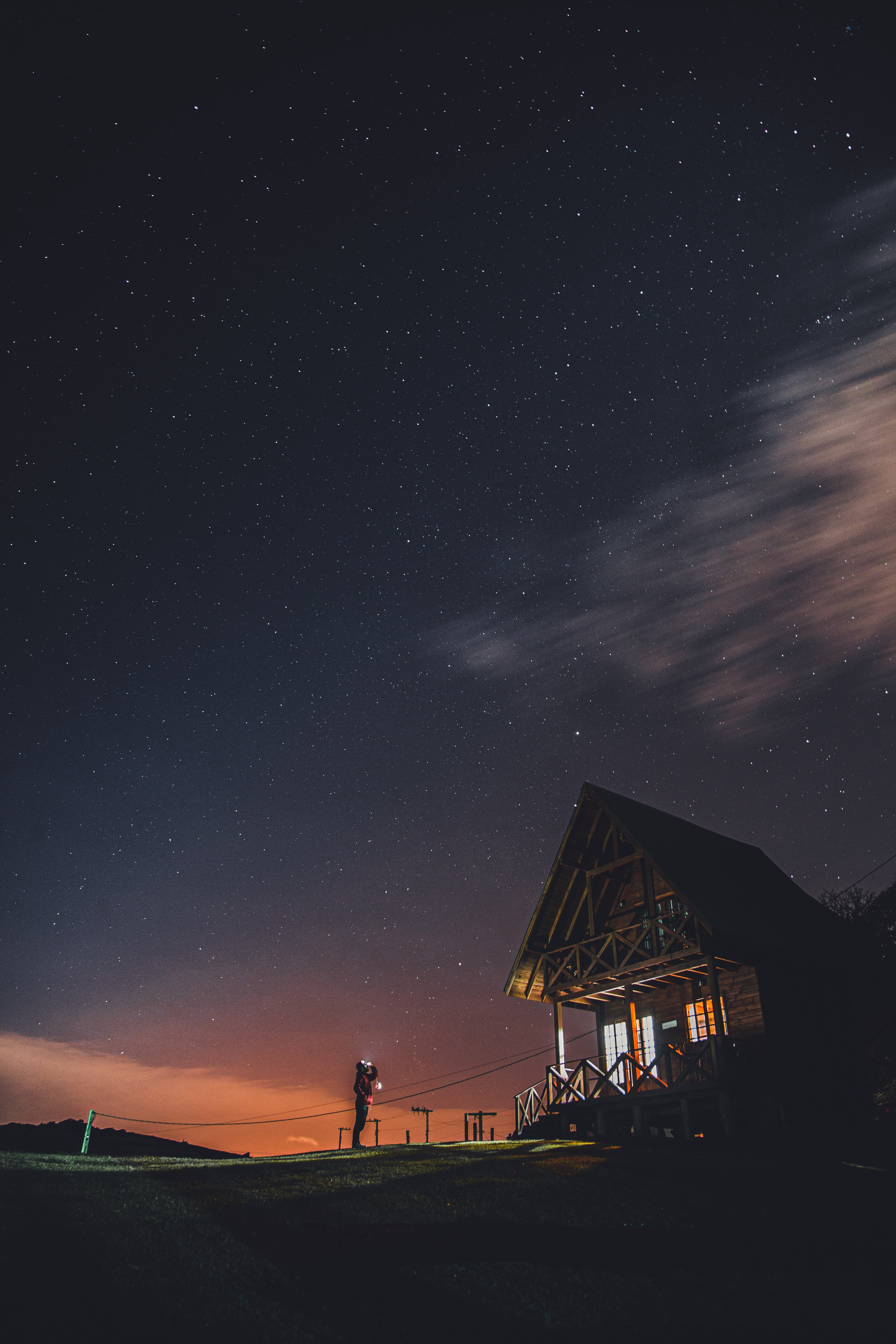 Hut House And Starry Night Wallpapers