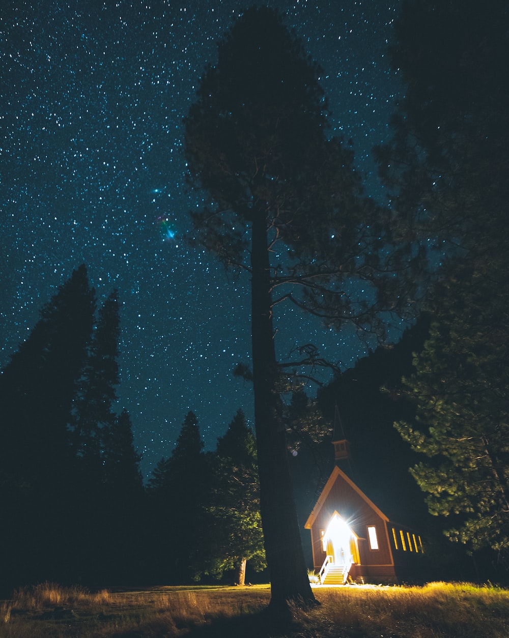 Hut House And Starry Night Wallpapers