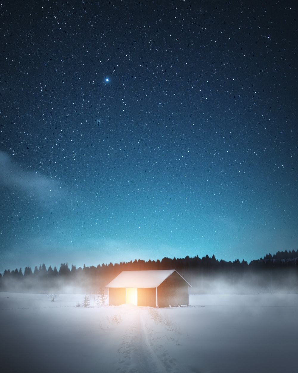 Hut House And Starry Night Wallpapers