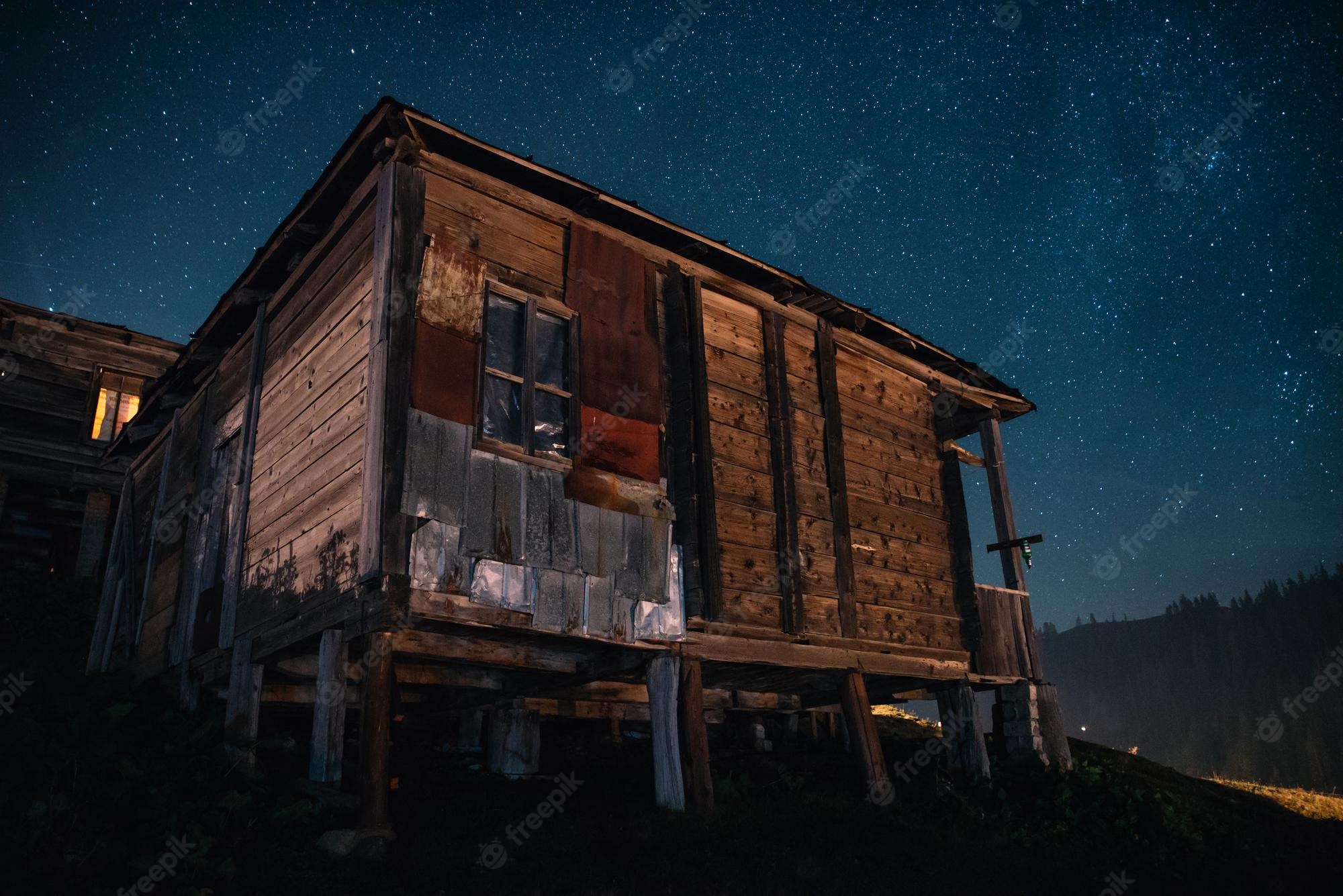 Hut House And Starry Night Wallpapers